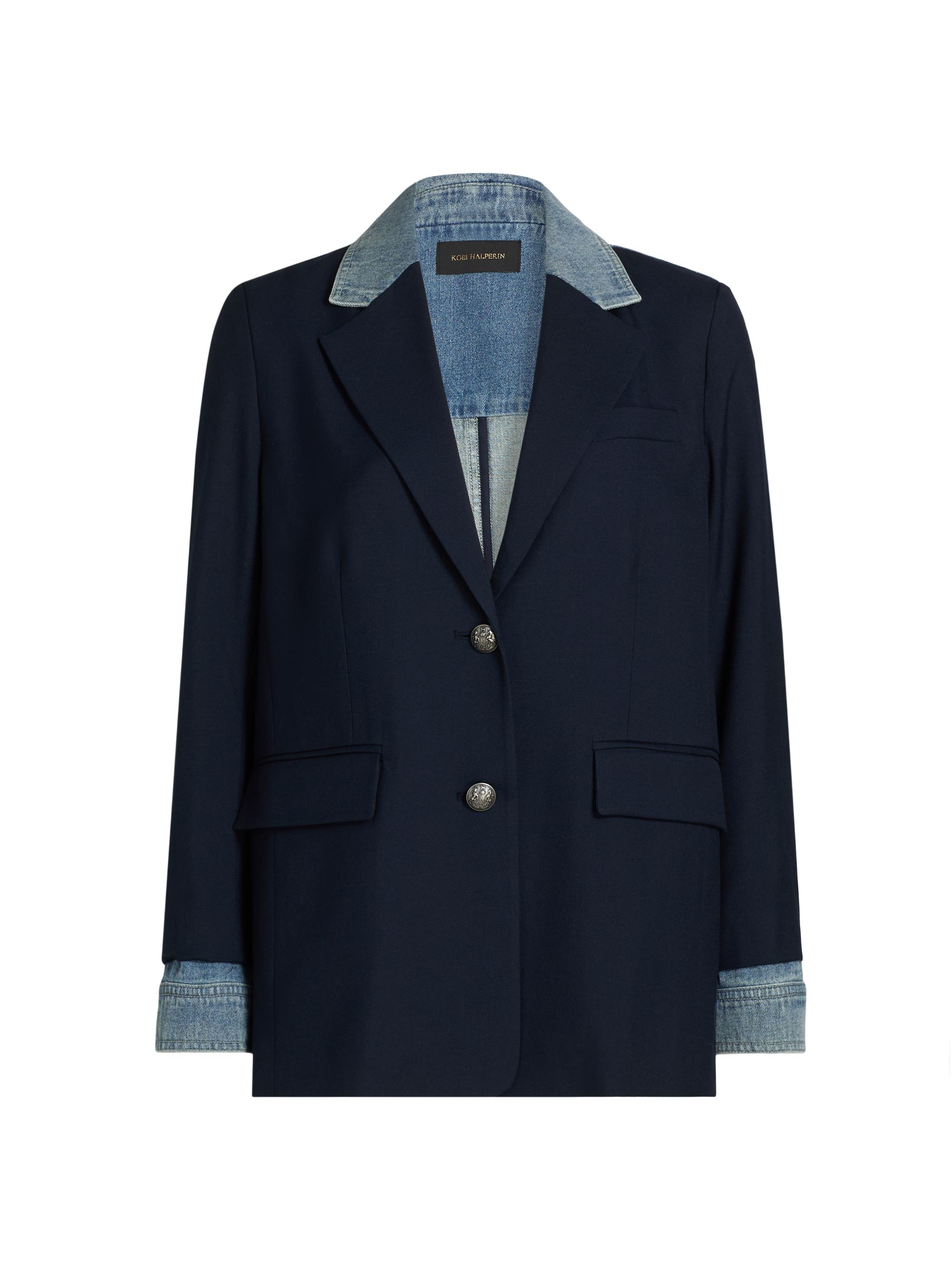 Kobi Halperin Women's Silva Mixed-Media Wool-Blend Jacket - Navy