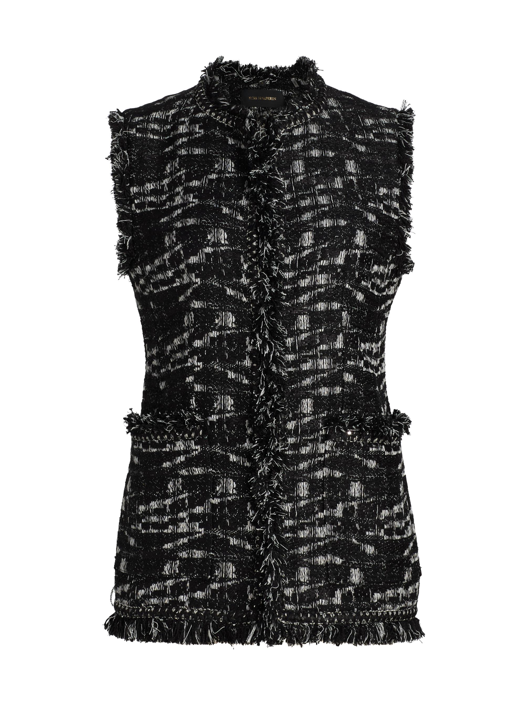 Kobi Halperin Women's Mag Tweed Fringe Vest - Black White