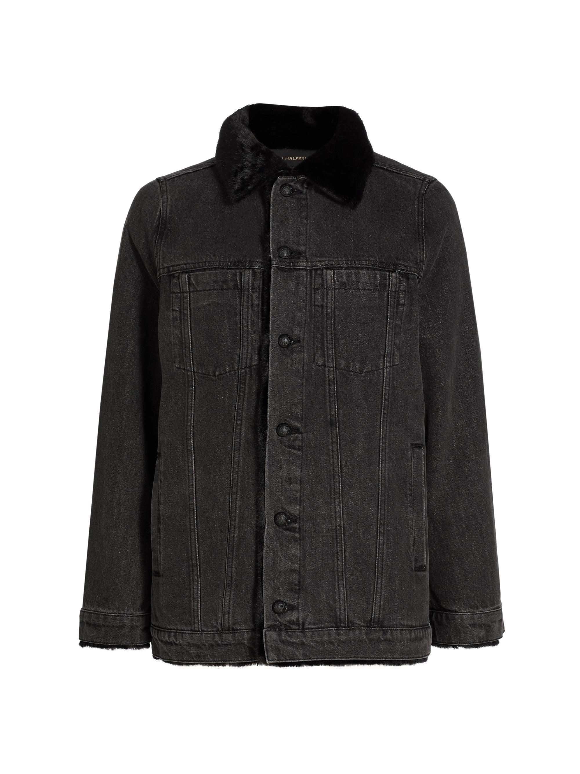 Kobi Halperin Women's Shadow Faux Fur-Trim Denim Coat - Black Black | Thumbnail 9