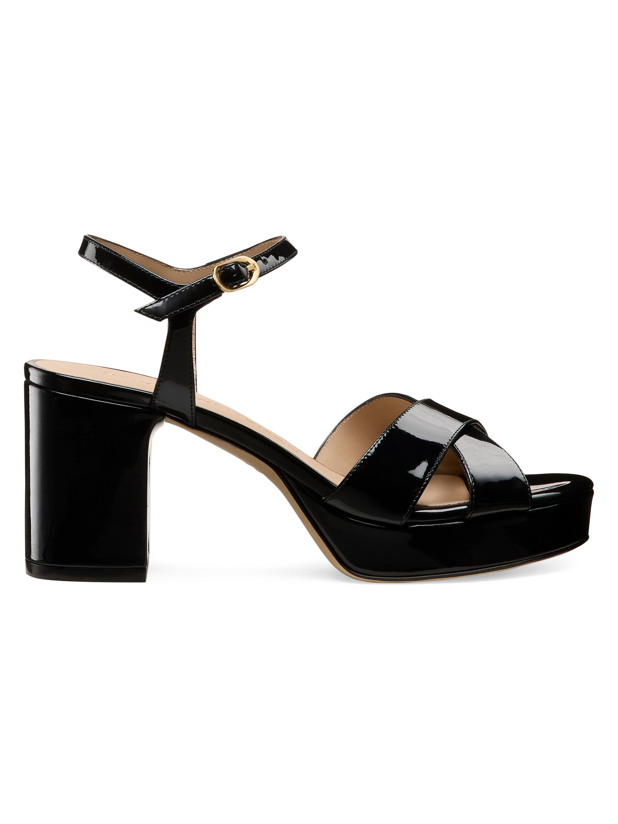 Stuart Weitzman Women's Dayna 80MM Patent Leather Platform Sandals - Black