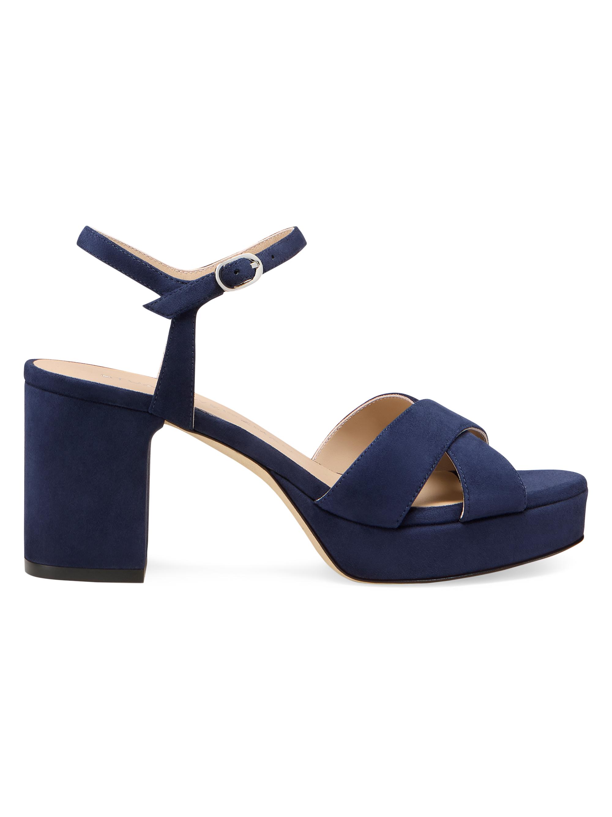 Stuart Weitzman Women's Dayna 80MM Leather Platform Sandals - Nice Blue
