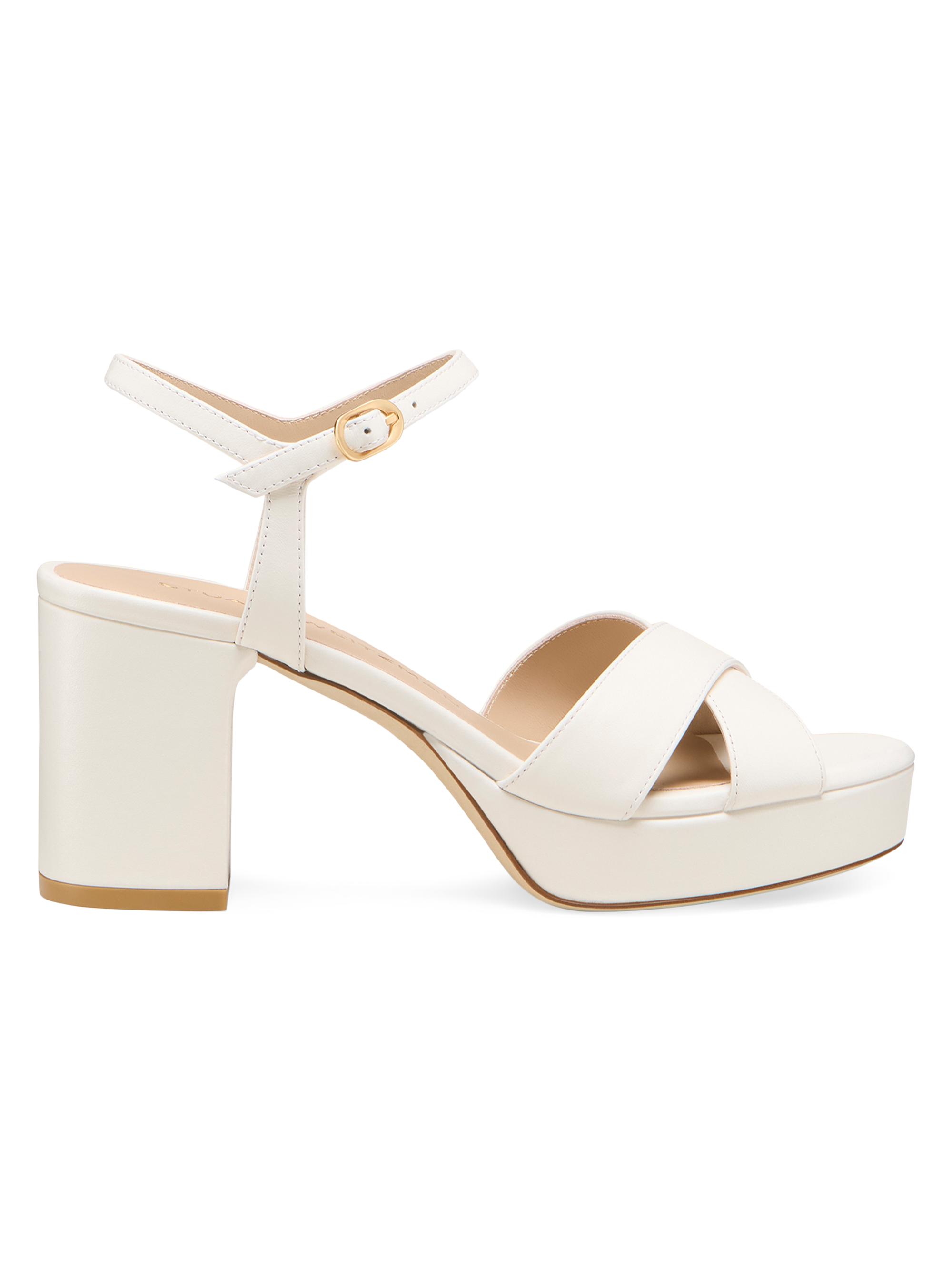 Stuart Weitzman Women's Dayna 80MM Leather Platform Sandals - Beige