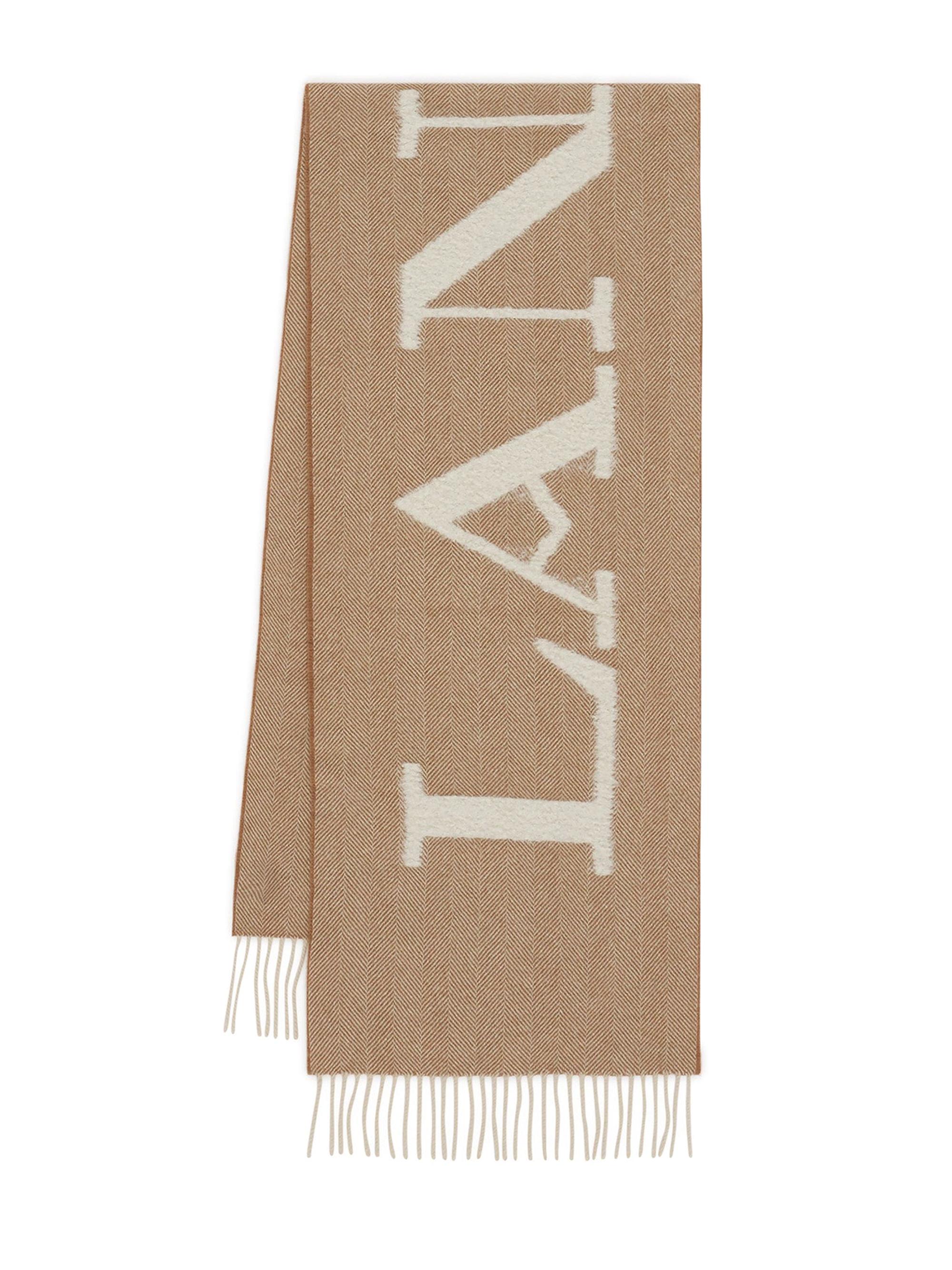 Lanvin Men's Signature Fringed Wool Scarf - Mastic Ecru