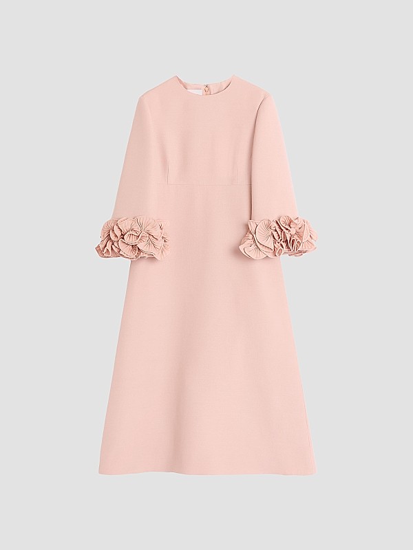 valentino pink dress is a Vibe This ultra rare and totally glamorous Valentino haute couture ballerina slipper silk beaded crystal gown dates back to his 1974 spring-summer collection For over forty It has a length of 116 cm / 45.7 in Valentino Short Crepe Couture Dress