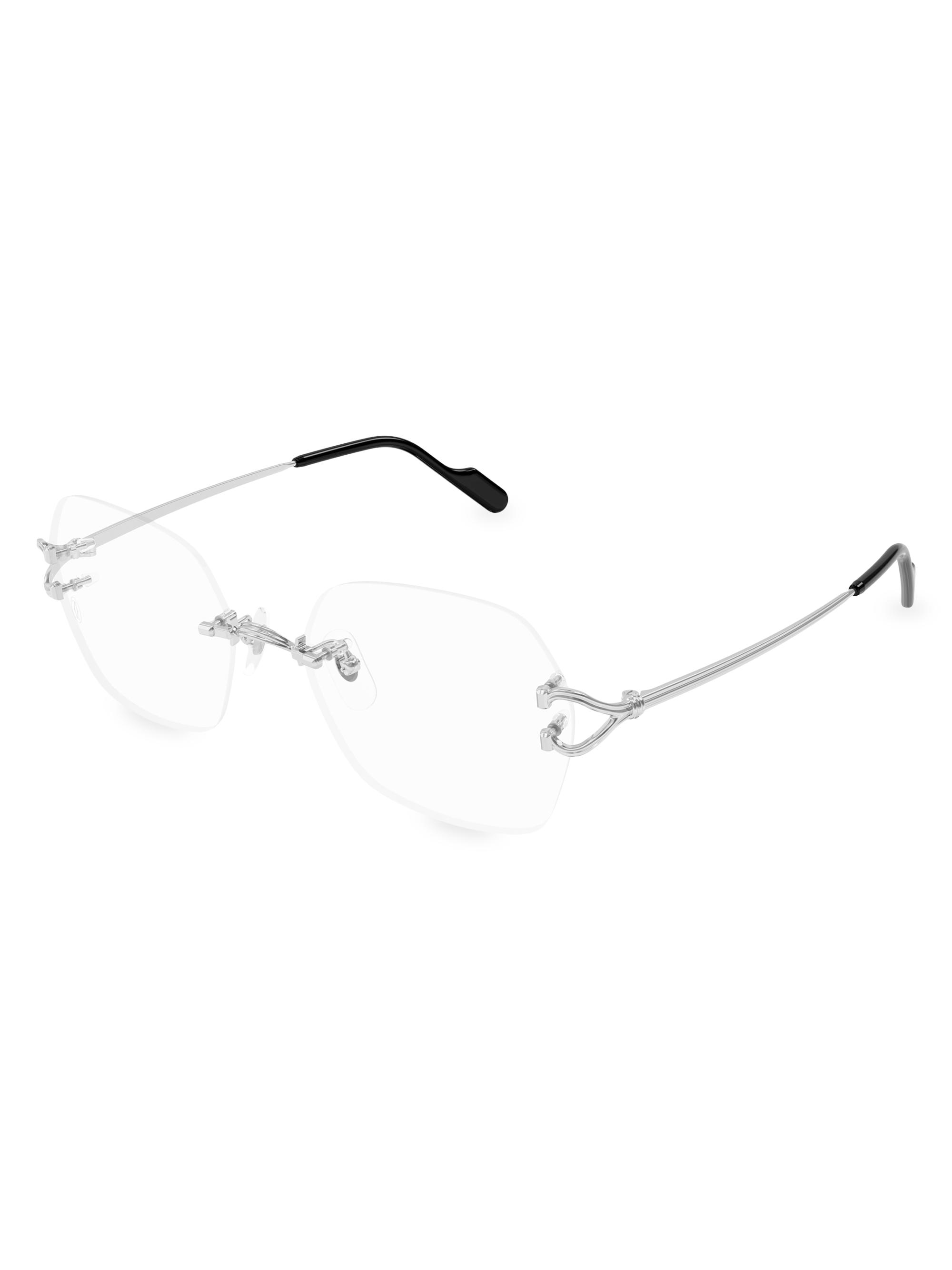 Cartier Women's C Hinge Square 55MM Glasses - Silver