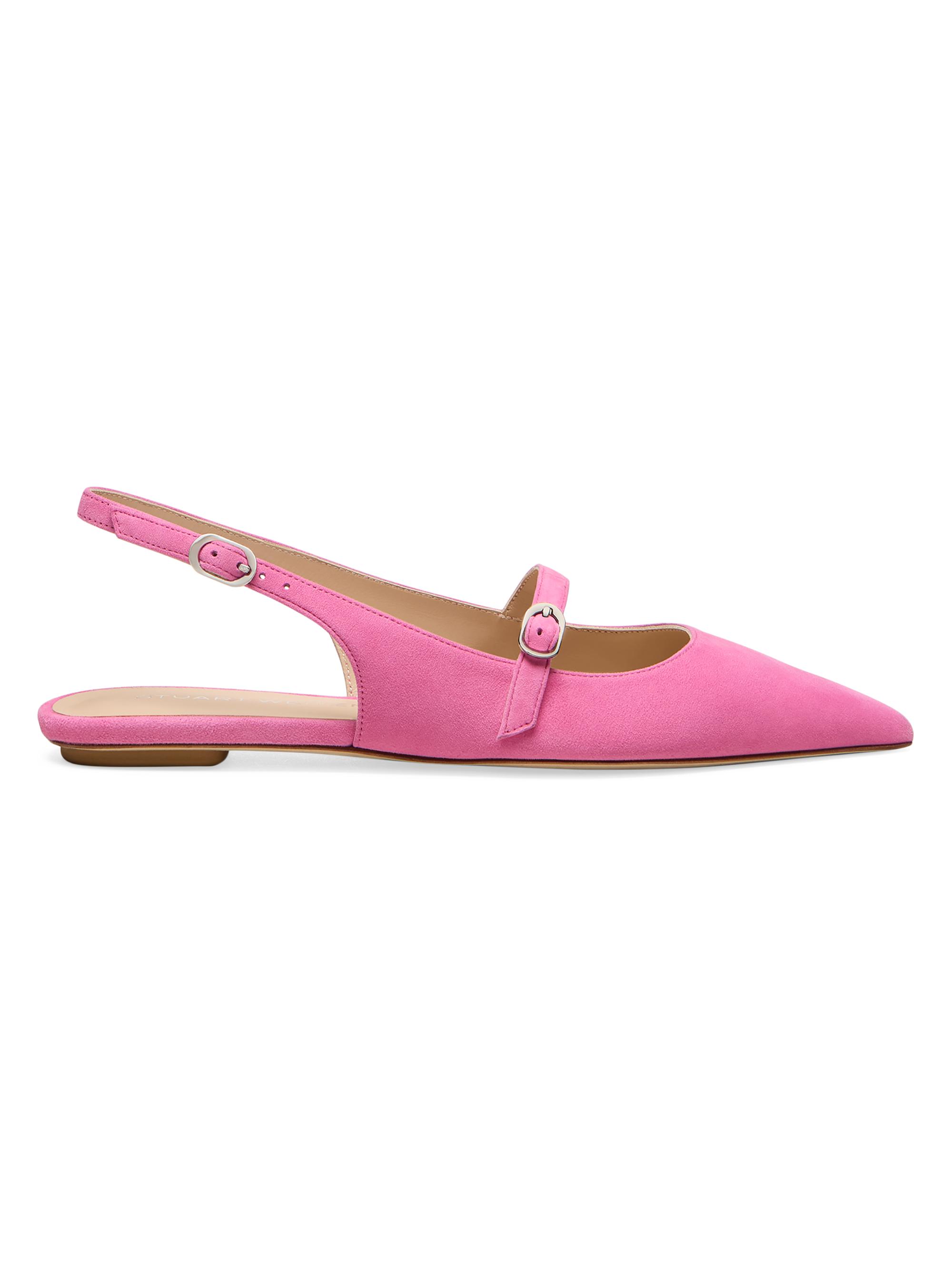 Stuart Weitzman Women's Emilia Mary Jane Suede Slingback Flats - Berry Punch
