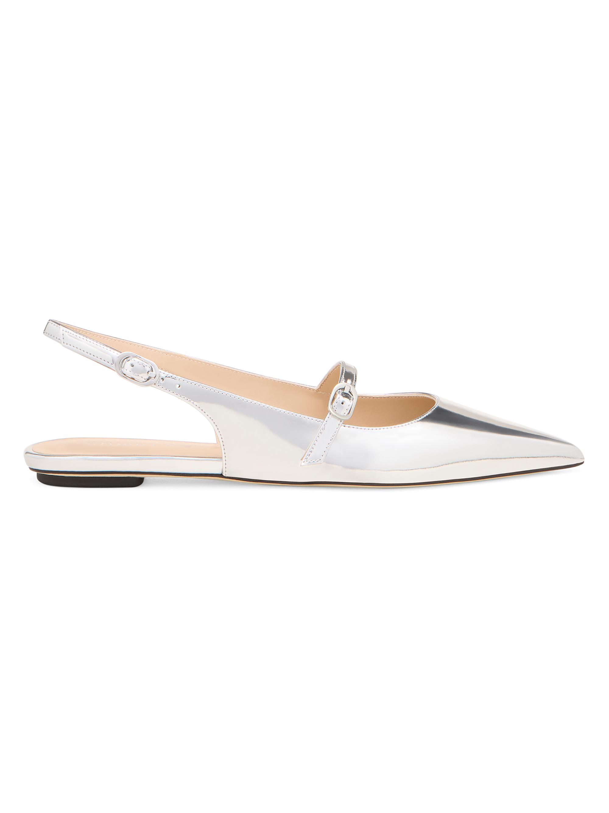 Stuart Weitzman Women's Emilia Mary Jane Patent Leather Slingback Flats - Silver