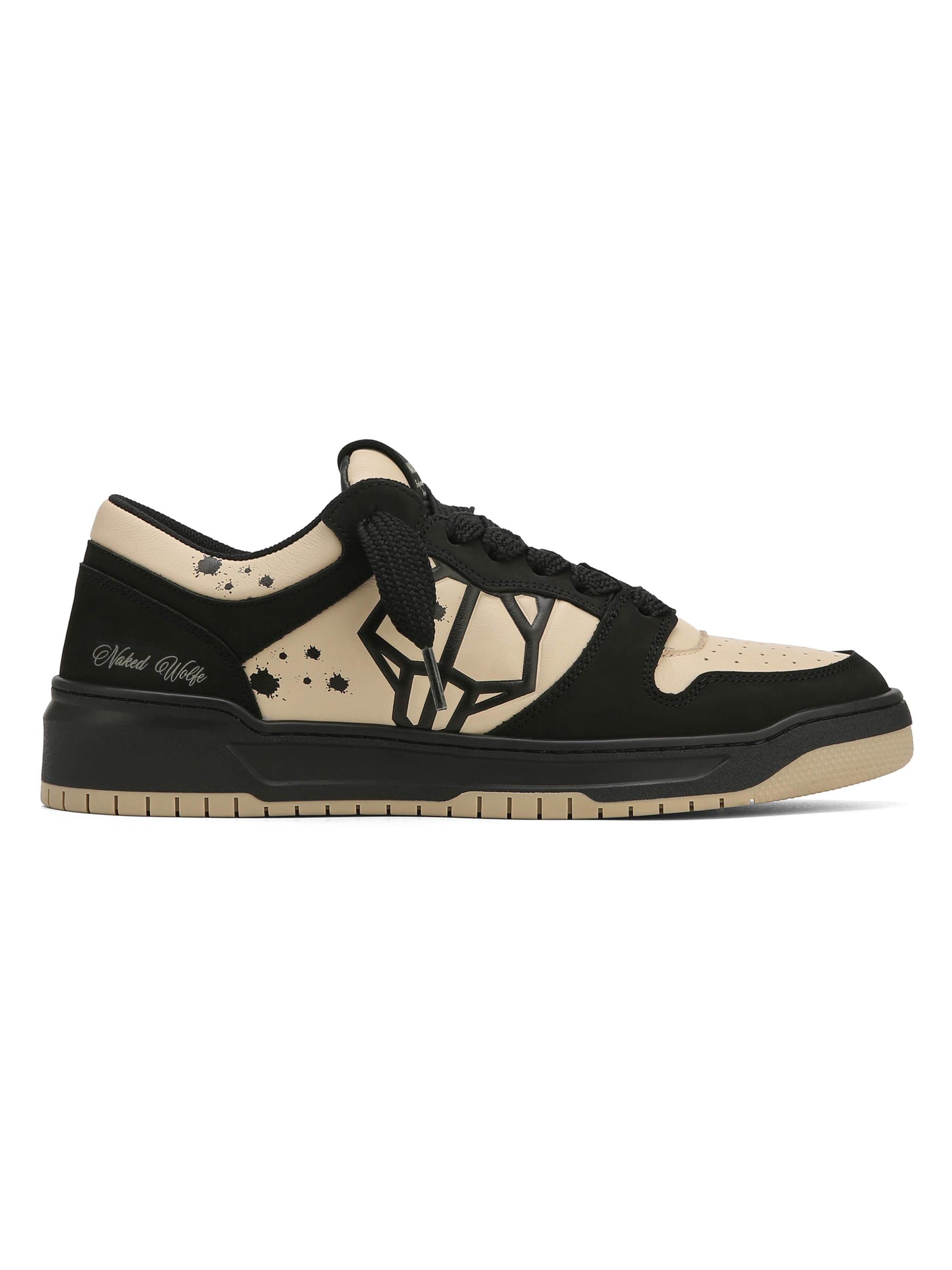 Naked Wolfe Men's CM-00 Low Top Sneakers - Black Beige