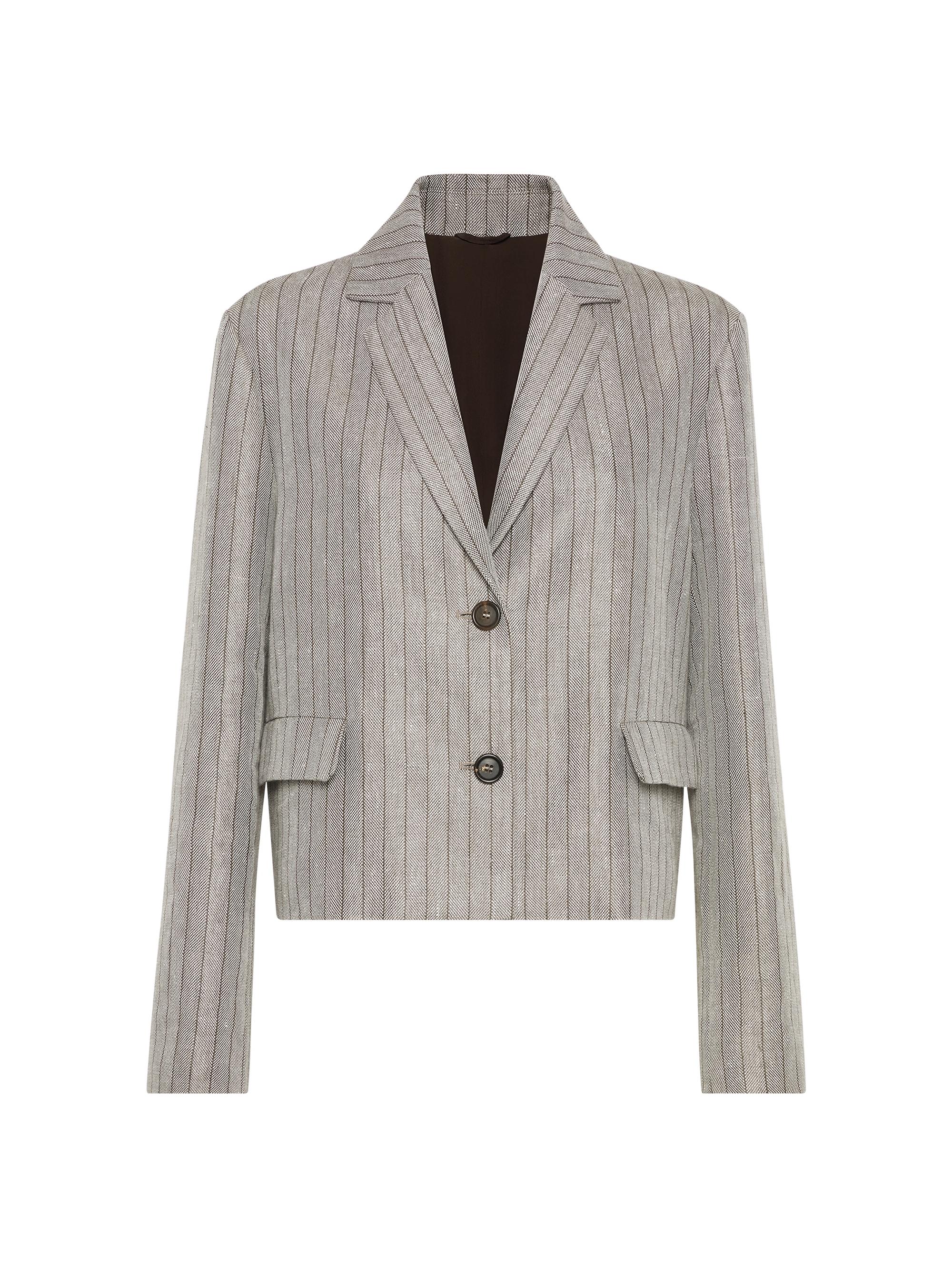 Brunello Cucinelli Women's Techno Linen Cropped Blazer - Grey