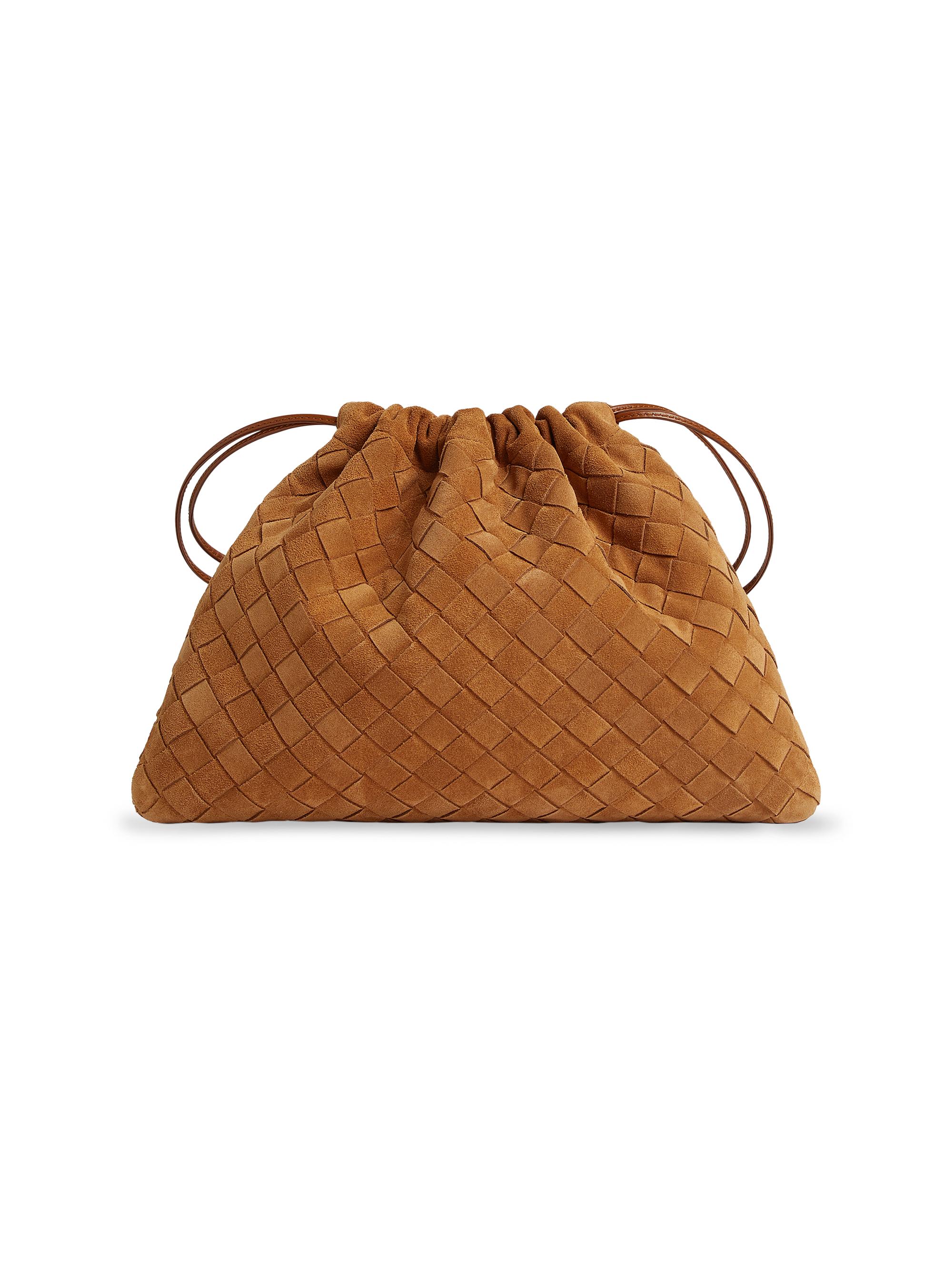 Bottega Veneta Women's Intrecciato Suede Pouch - Amber Gold