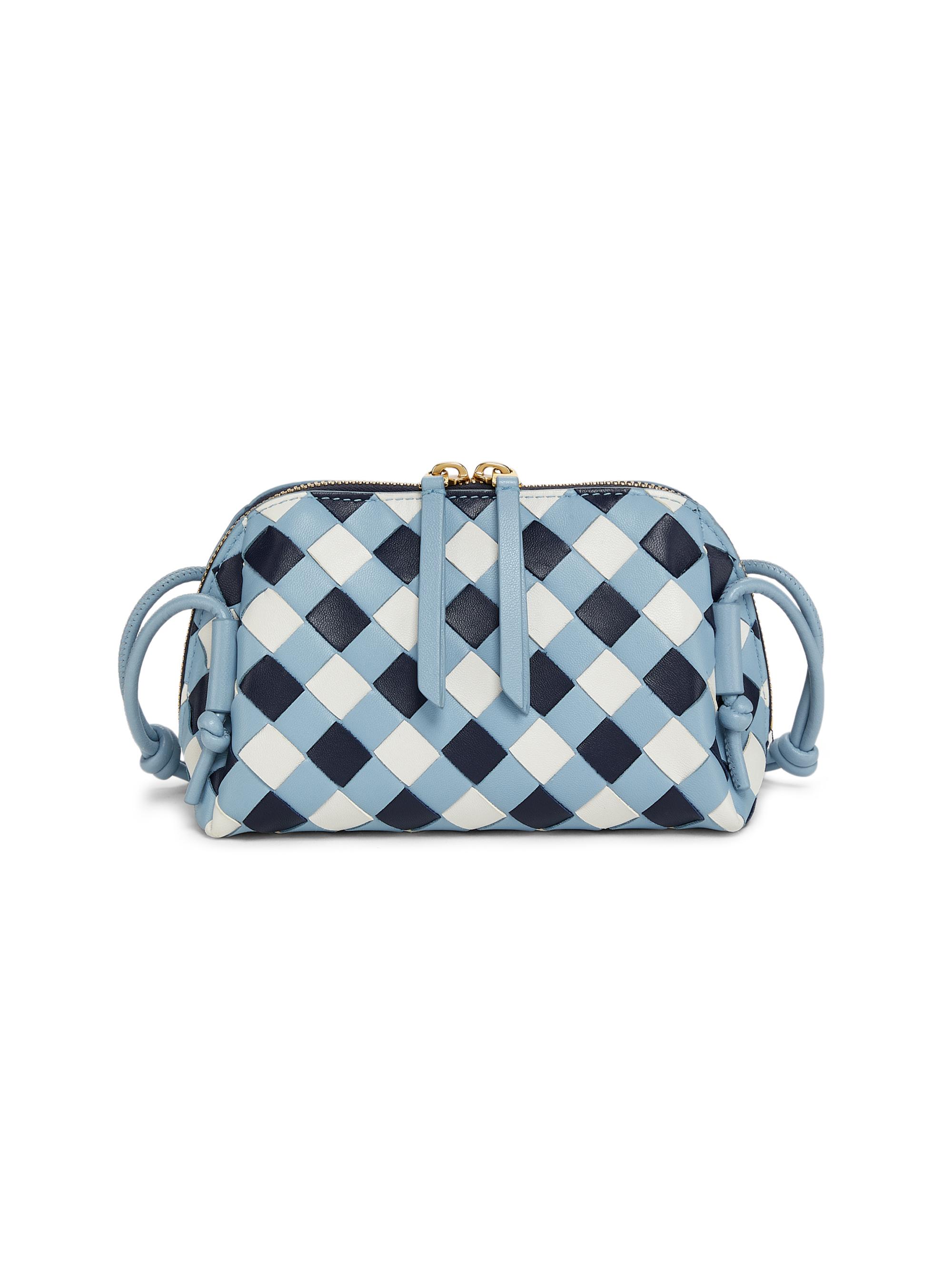 Bottega Veneta Women's Checkered Leather Concert Pouch - Abyss Ice