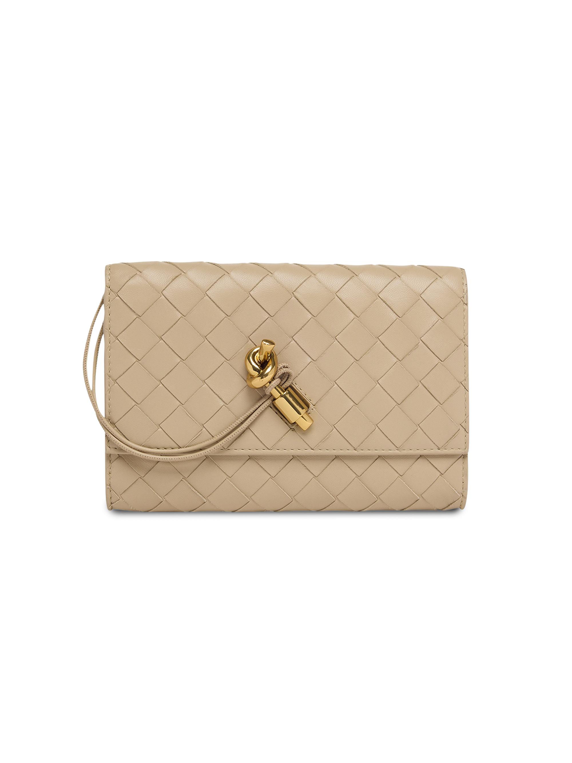 Bottega Veneta Women's Andiamo Intrecciato Leather Shoulder Bag - Ecru Muse Brass
