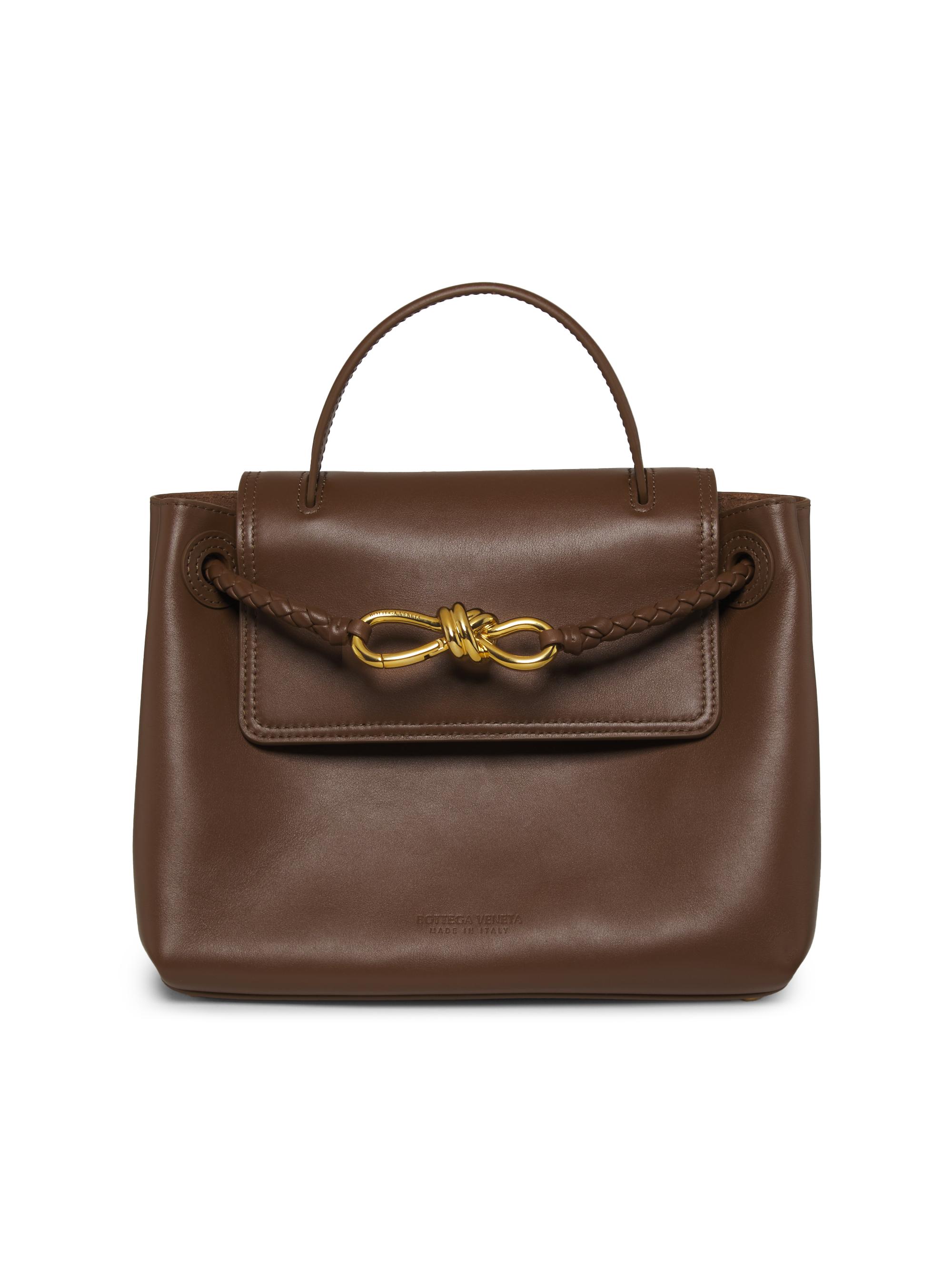 Bottega Veneta Andiamo Small Leather-Shearling Top-Handle Bag
