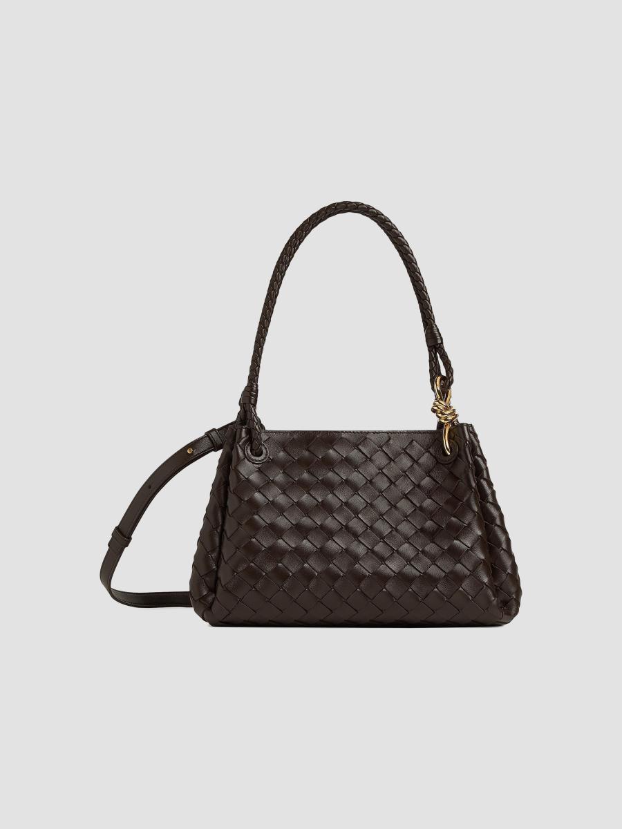 Bottega Veneta Women's Medium Parachute Intrecciato Leather Shoulder Bag In Gold