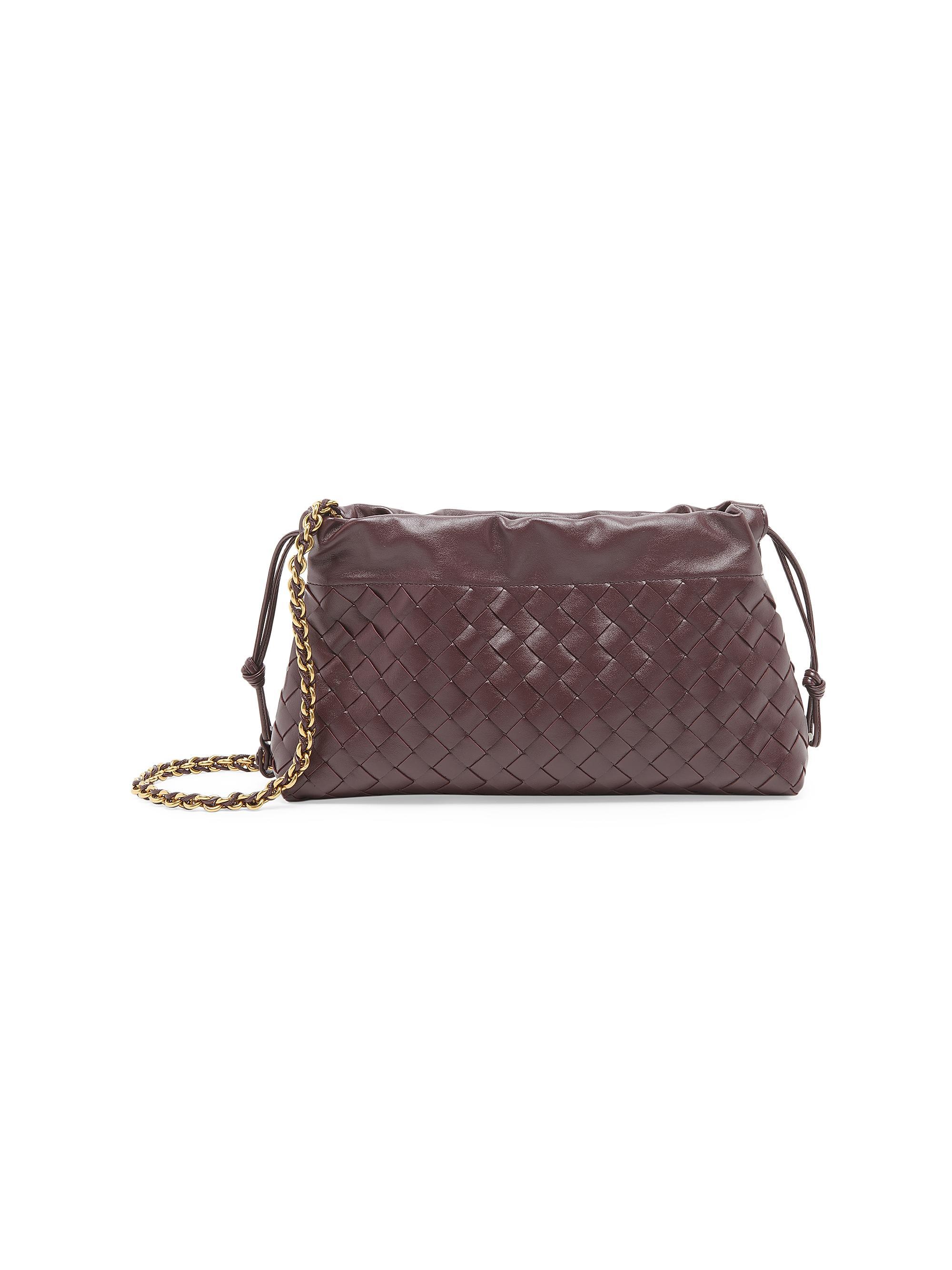 Bottega Veneta Women's Dustbag Notte Intrecciato Leather Chain Shoulder Bag - Dark Barolo Brass