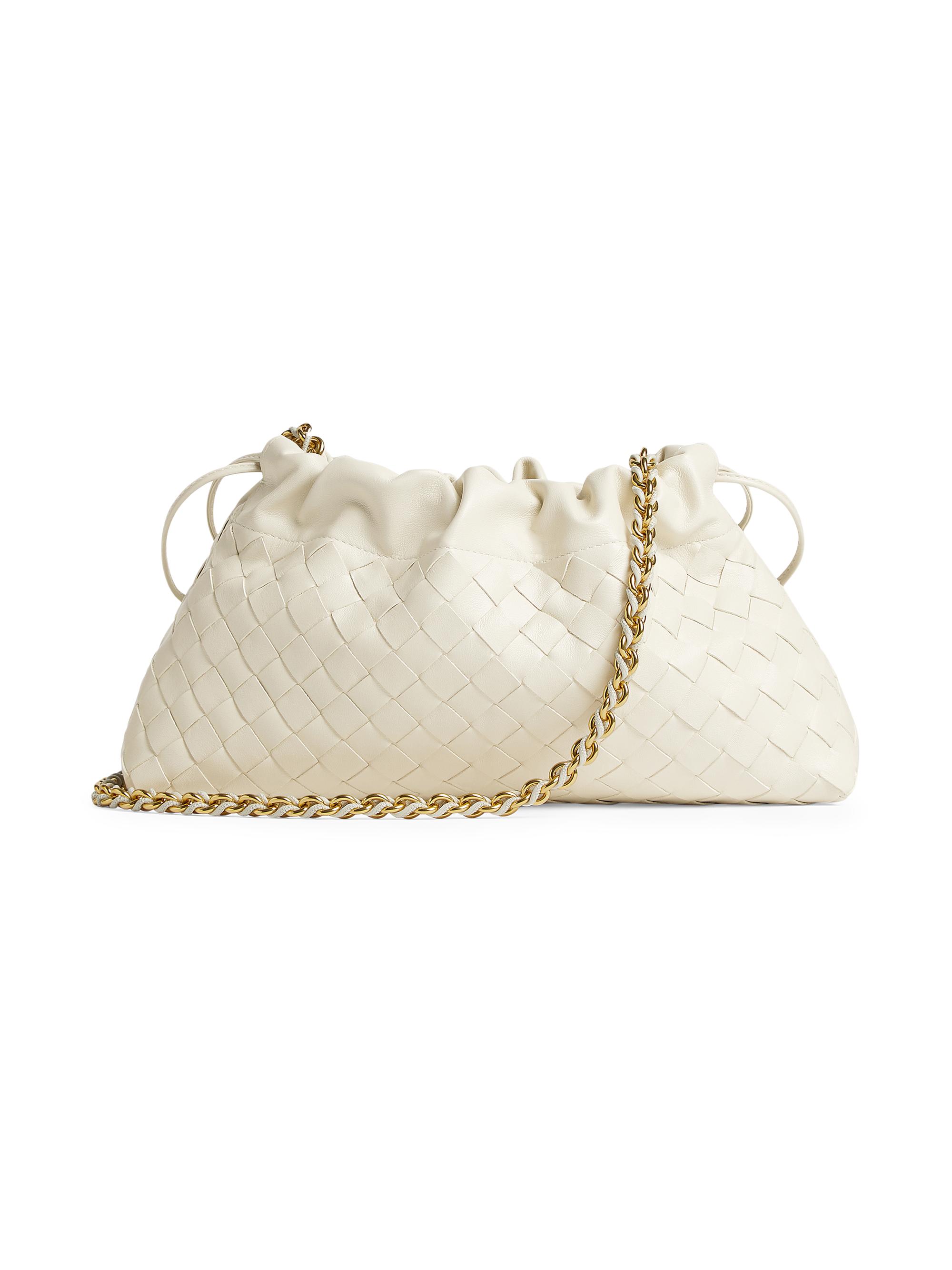 Bottega Veneta Women's Dustbag Notte Intrecciato Leather Chain Shoulder Bag - Sea Salt Brass
