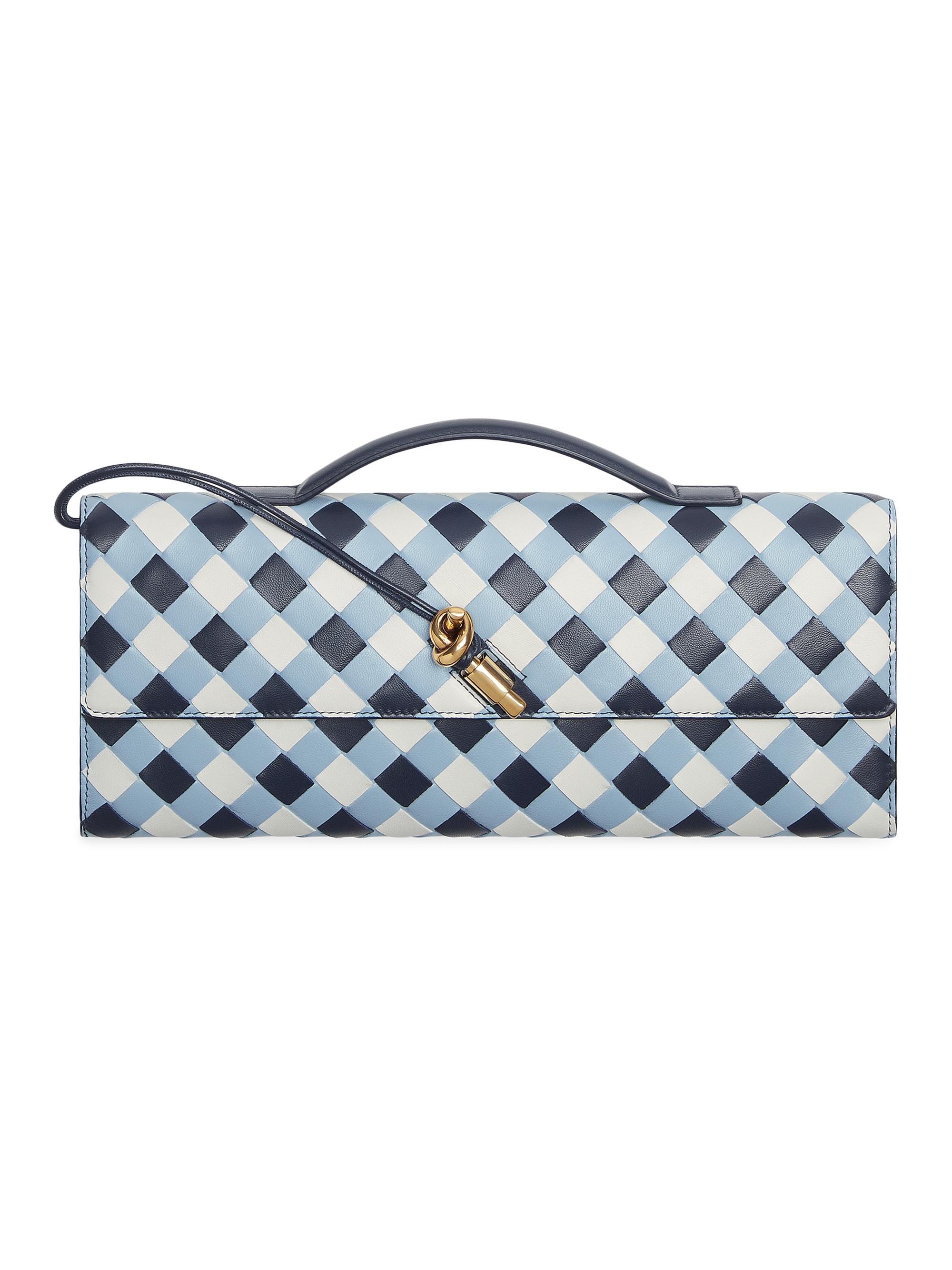 Bottega Veneta Women's Andiamo Vichy Leather Clutch - Ice White