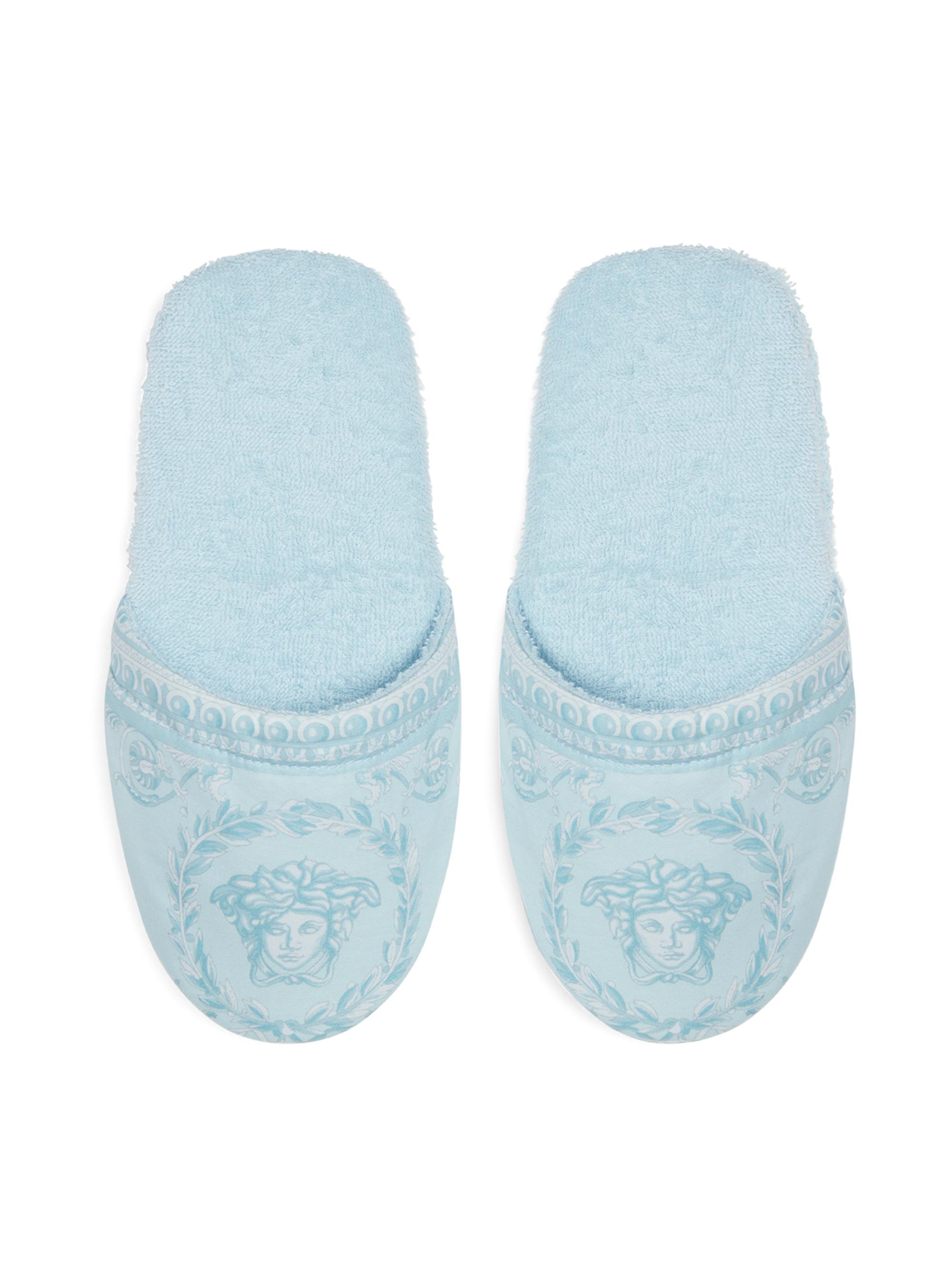 Versace Women's Heart Baroque Slippers - Pale Blue