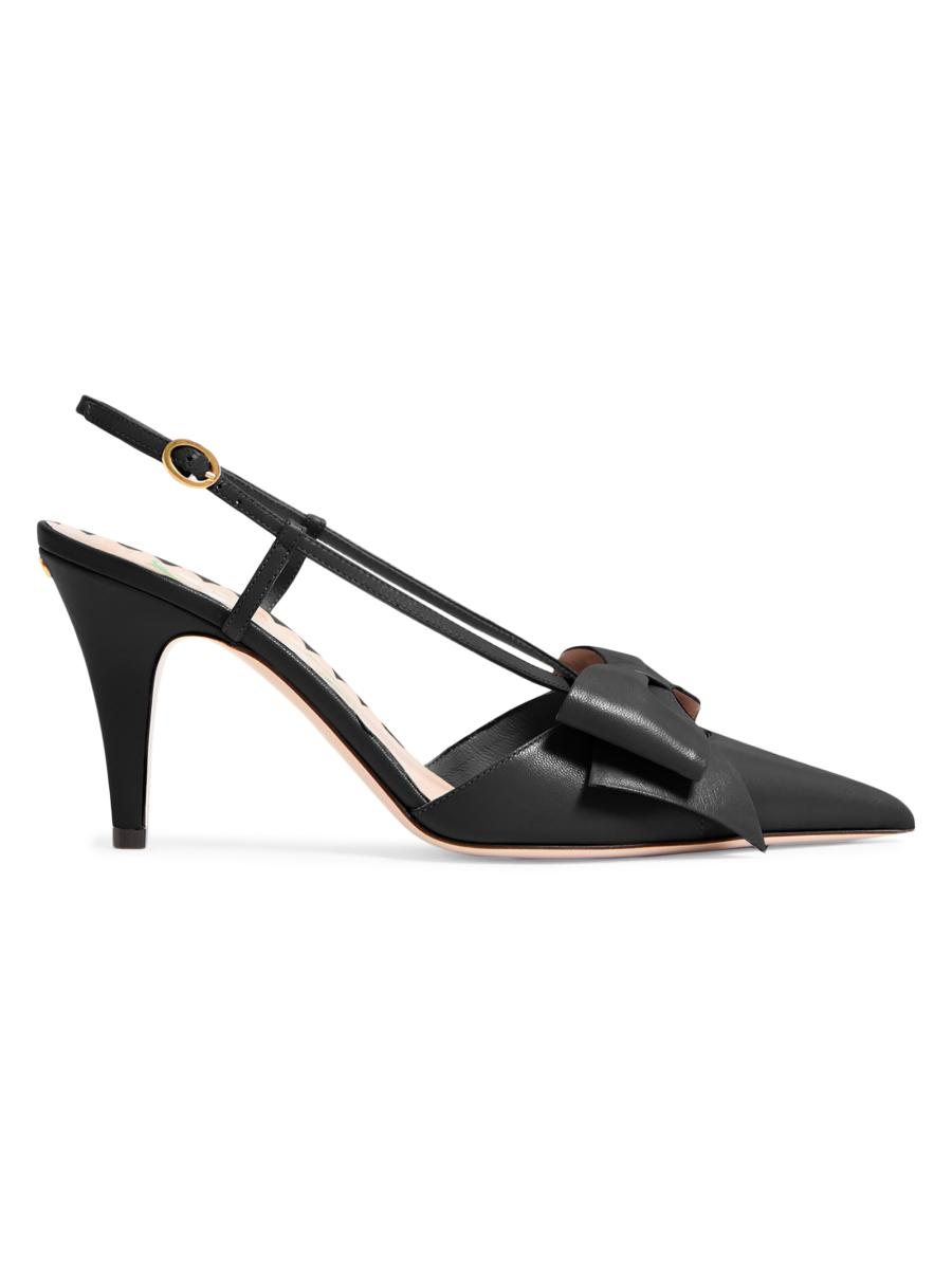 【関税＆送料込み】Valentino Garavani Bow Single-Breasted J VALENTINO GARAVANI Bowow embellished leather slingback pumps