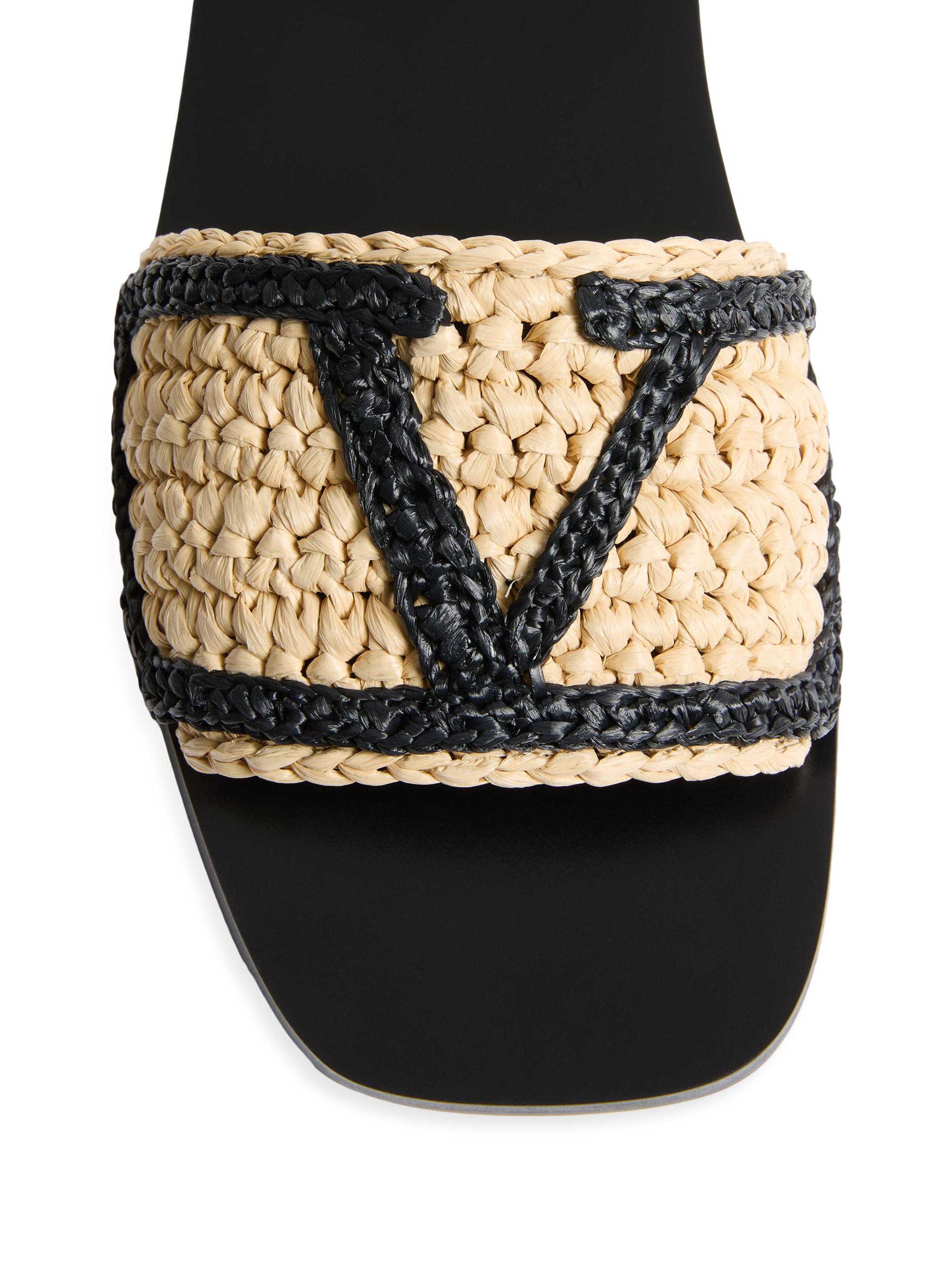 Valentino Garavani Viva Superstar Slide Sandals in Raffia