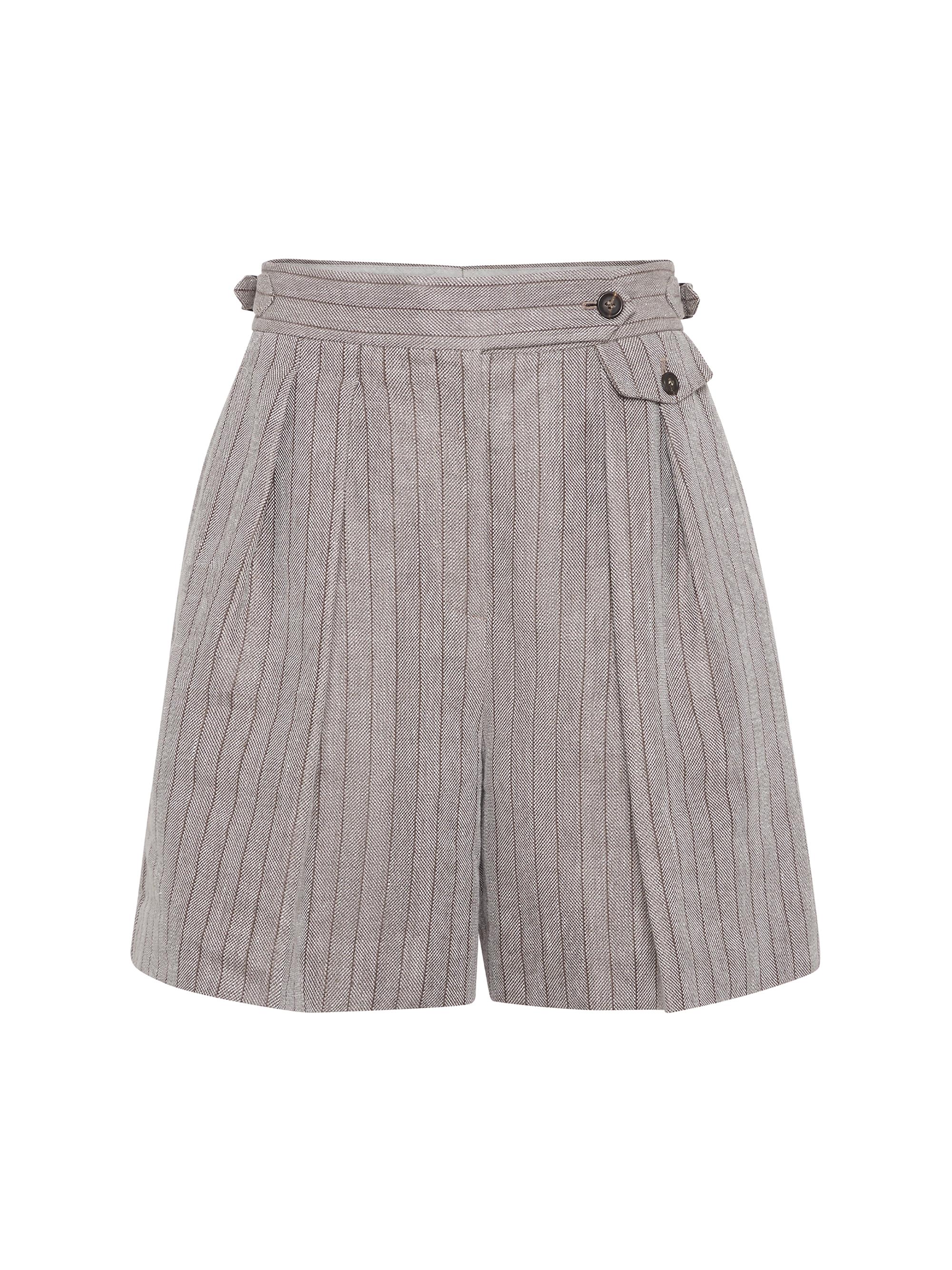 Brunello Cucinelli Women's Techno Linen Chevron City Bermuda Shorts - Grey