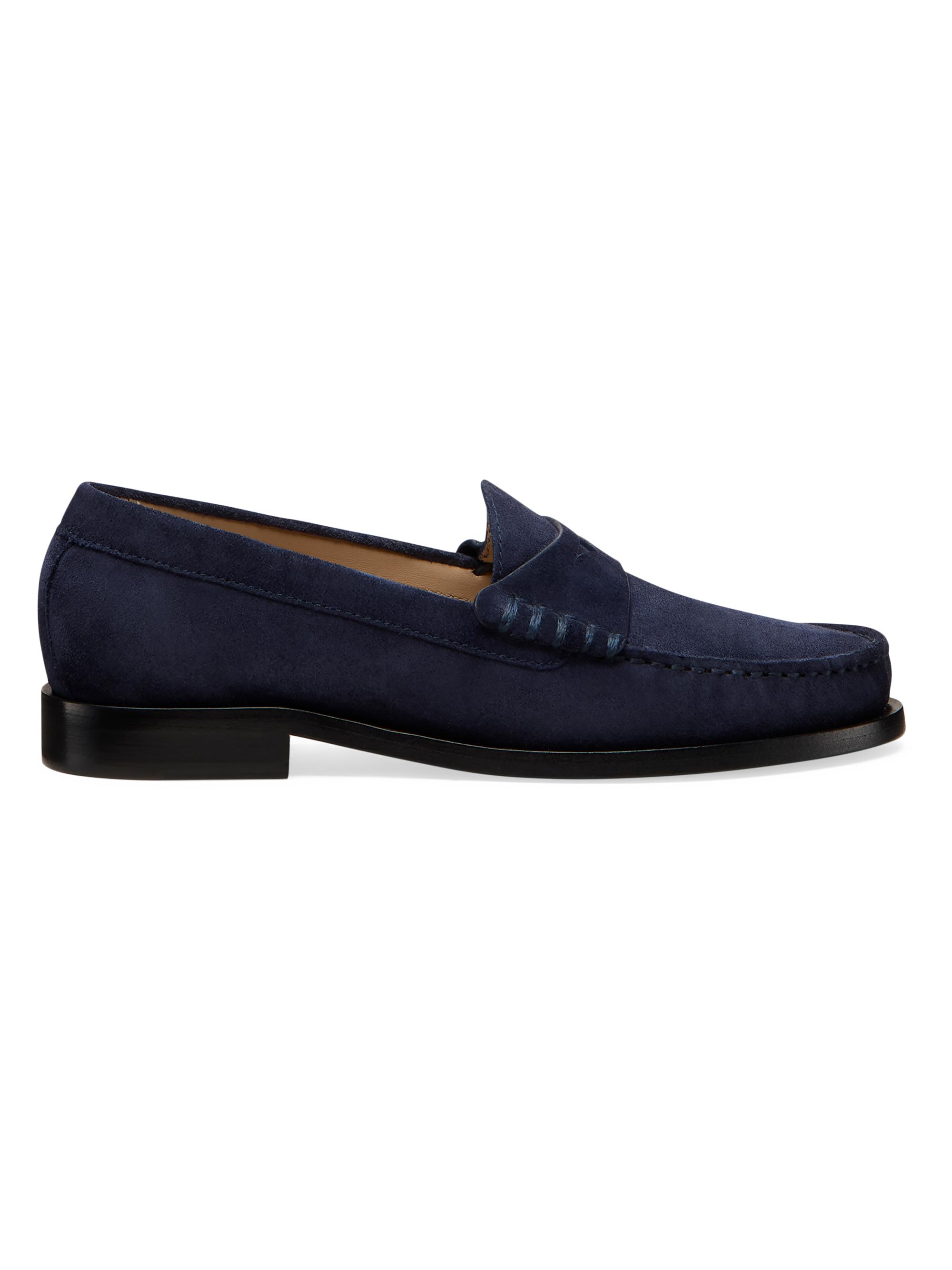 Stuart Weitzman Navy Blue Suede Penny Loafers Stuart Weitzman Men main image 2