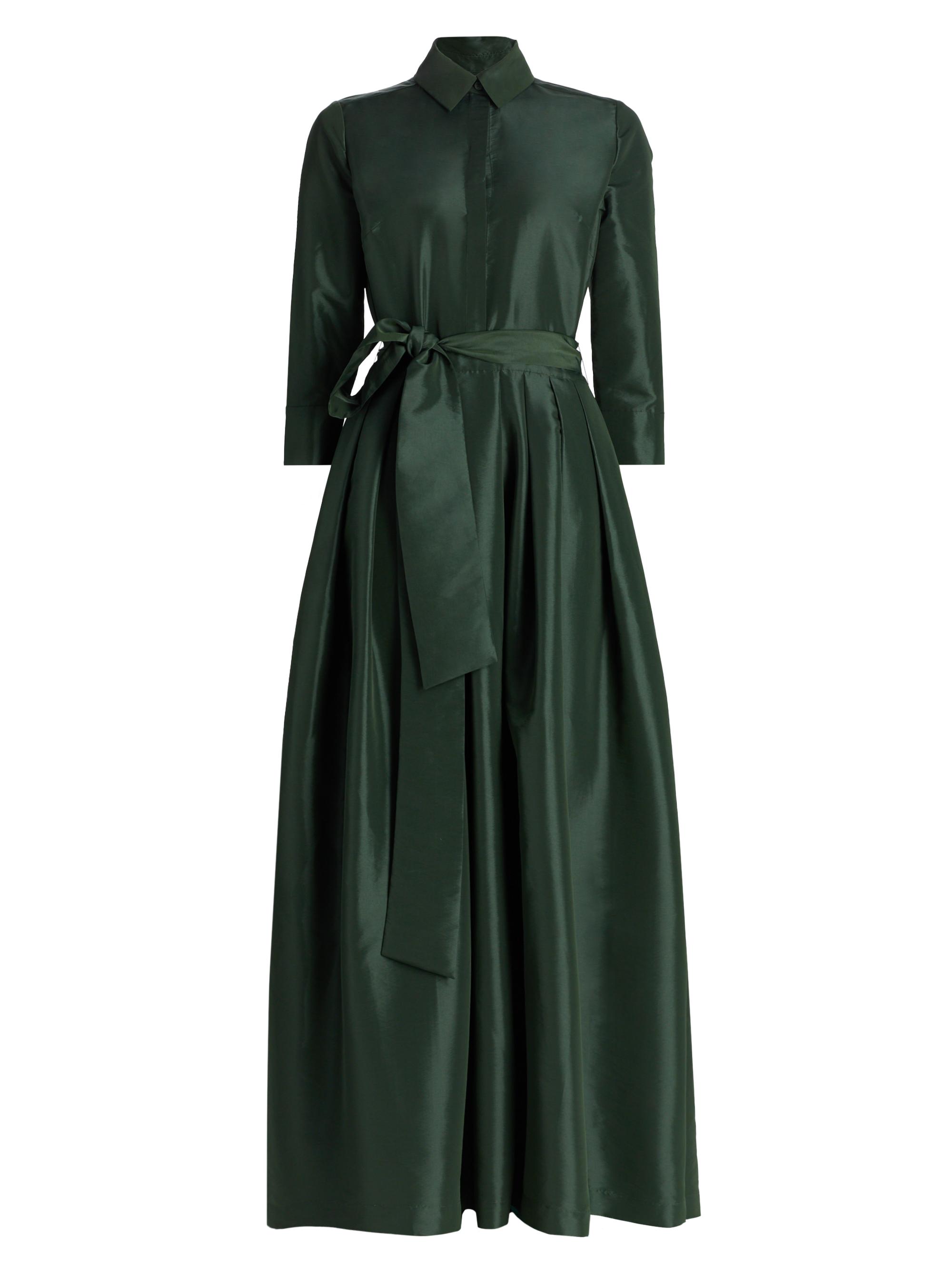 SIMKHAI Women's Julip Sateen Belted Shirtwaist Gown - Cypress