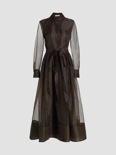 formal shirt dress gown Taffeta Waist Point collar Three After Six Women's Shirtdress Gown