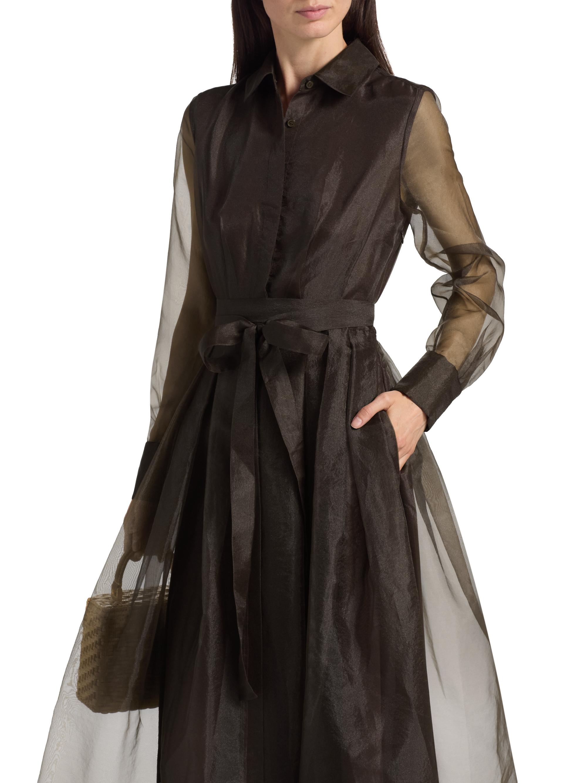 knee length dresses for ladies The Long Sleeve Drop Waist Shirt Dress Navy / Xs main image 0