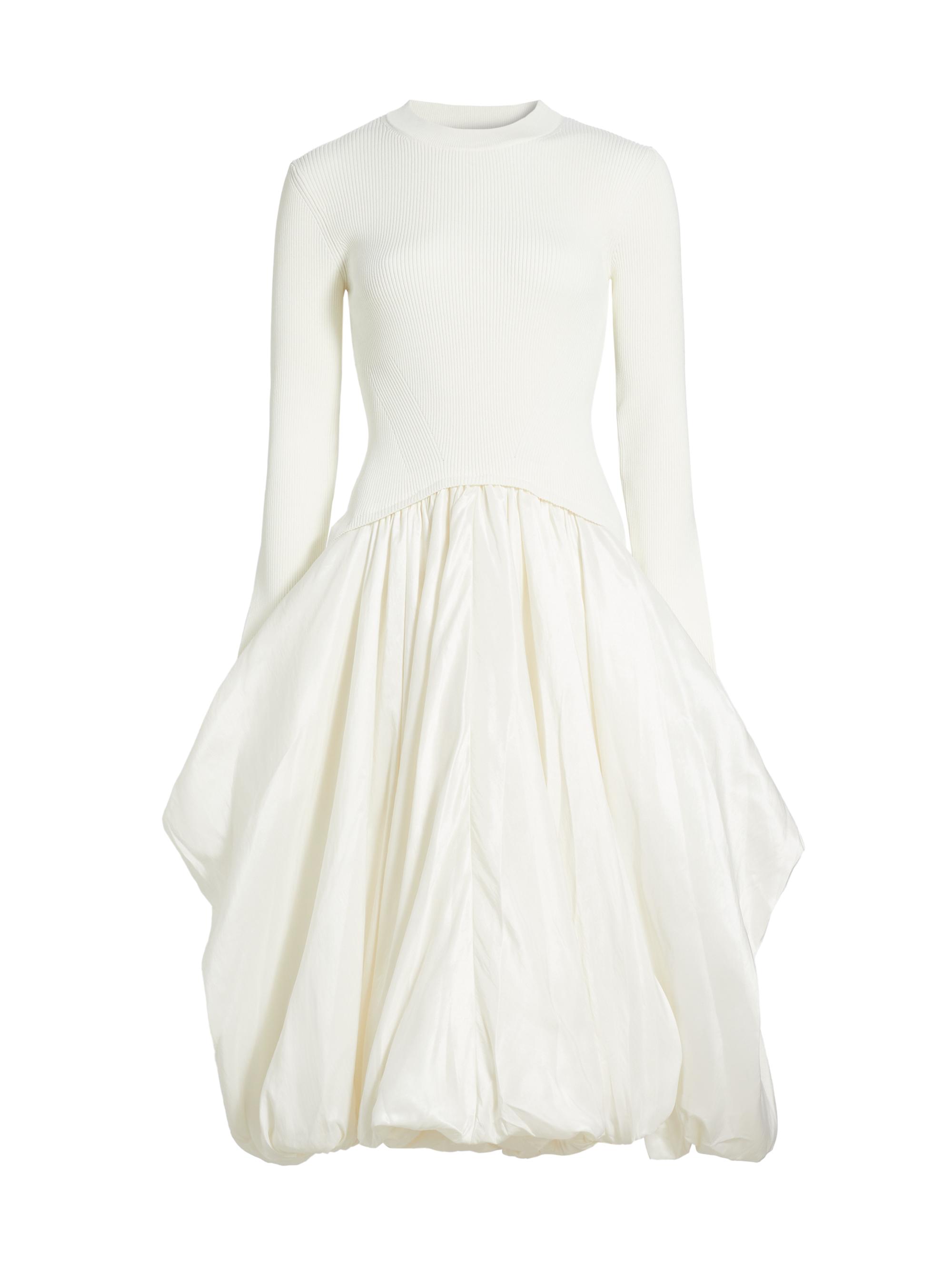 SIMKHAI Women's Kenlie Mixed-Media Bubble Skirt Midi-Dress -