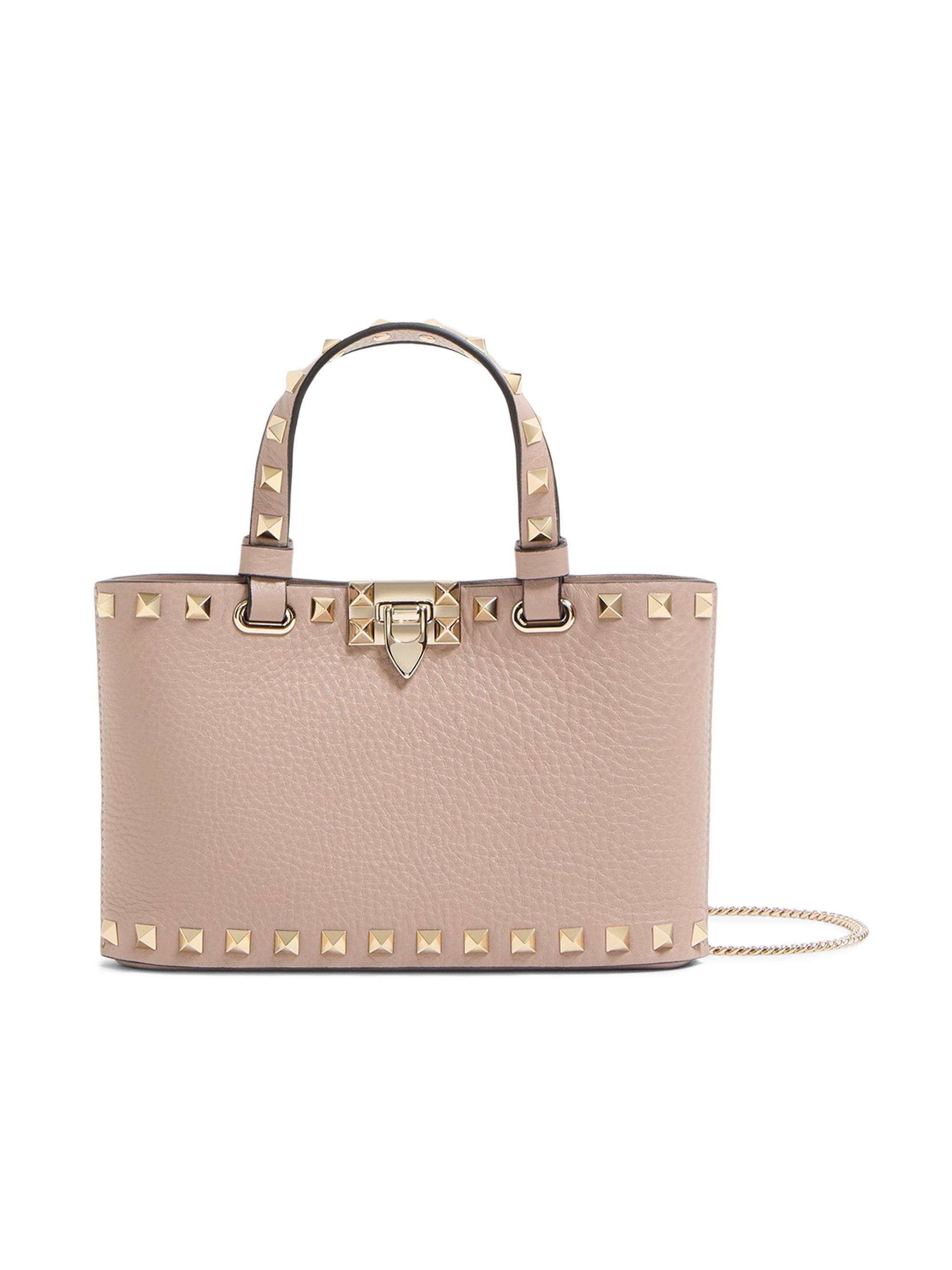 Valentino Garavani Women's Mini Rockstud Shopping Bag in Grainy Calfskin - Poudre