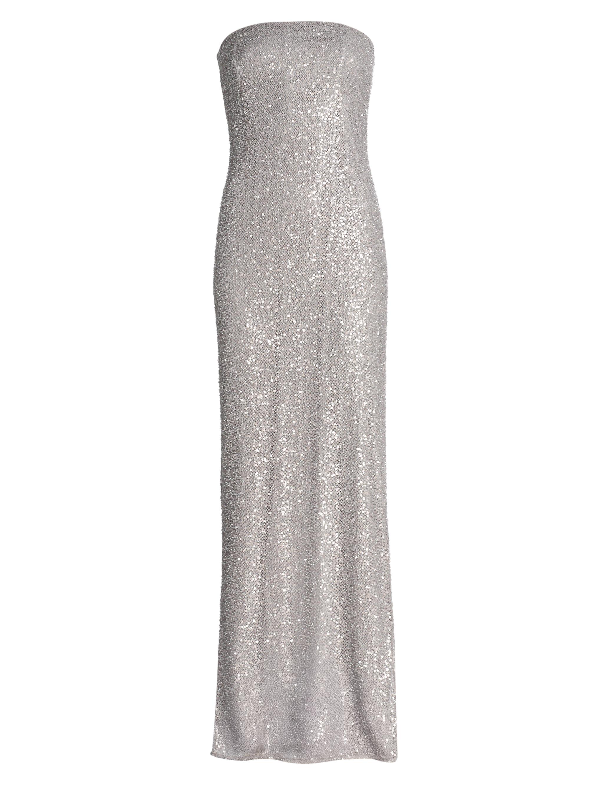 SIMKHAI Women's Xyla Sequined Strapless Column Gown - Slate Gray