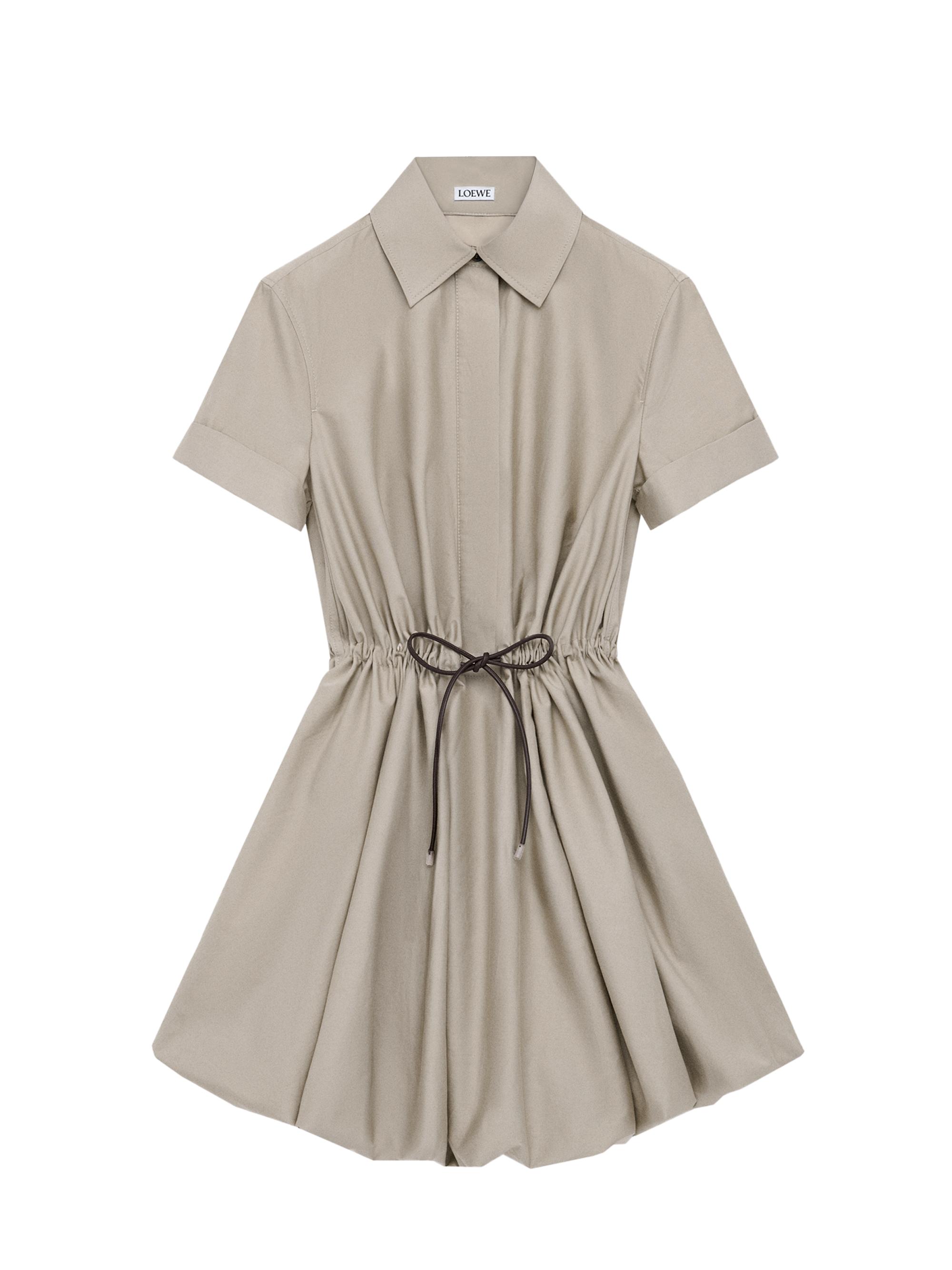 LOEWE Women's Drawstring-Waist Short-Sleeve Bubble Minidress - Beige