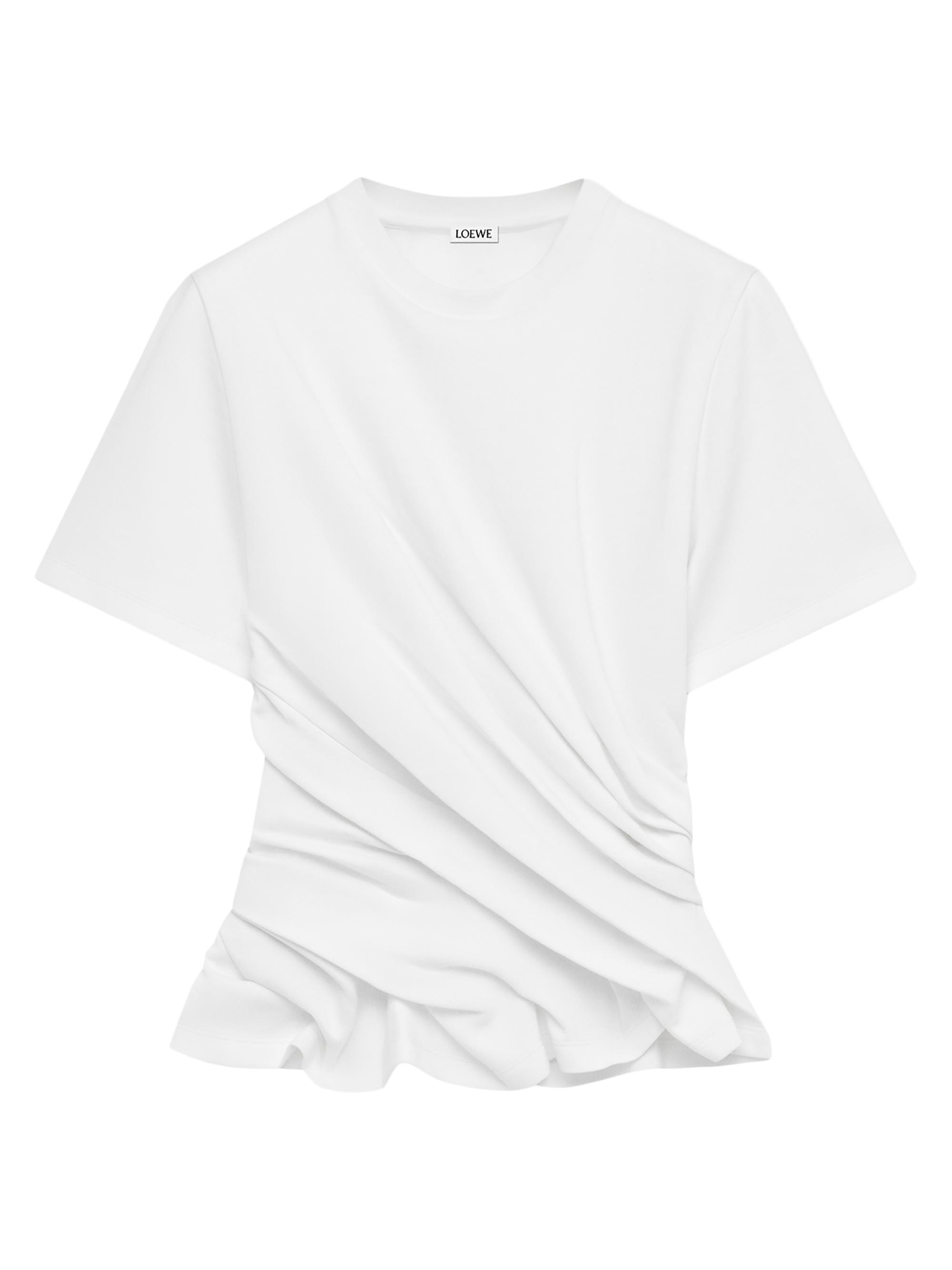 LOEWE Women's Twisted Crewneck Cotton Top - White