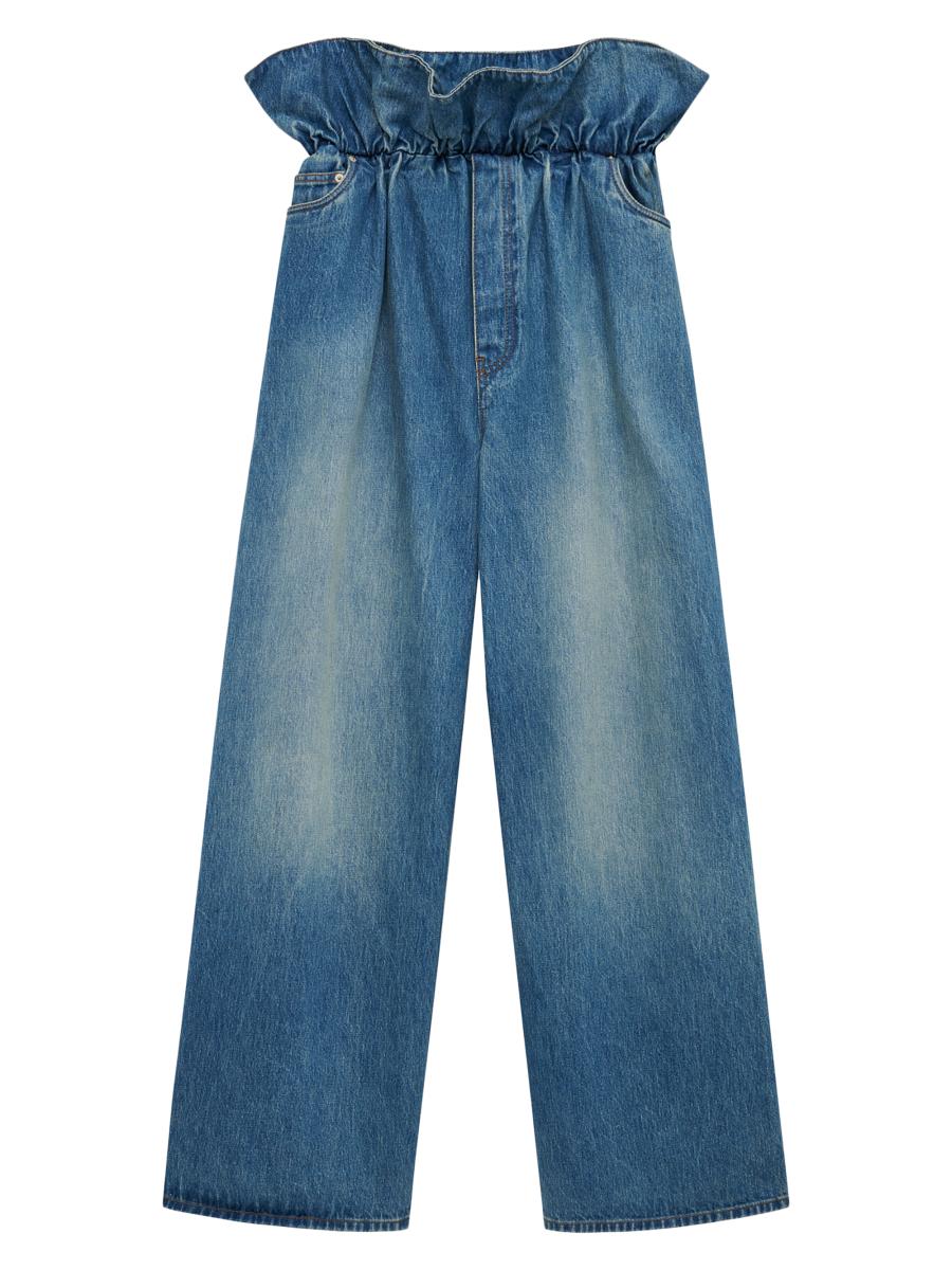 Loewe Women's Flamenco Ruffled Jeans In Blue