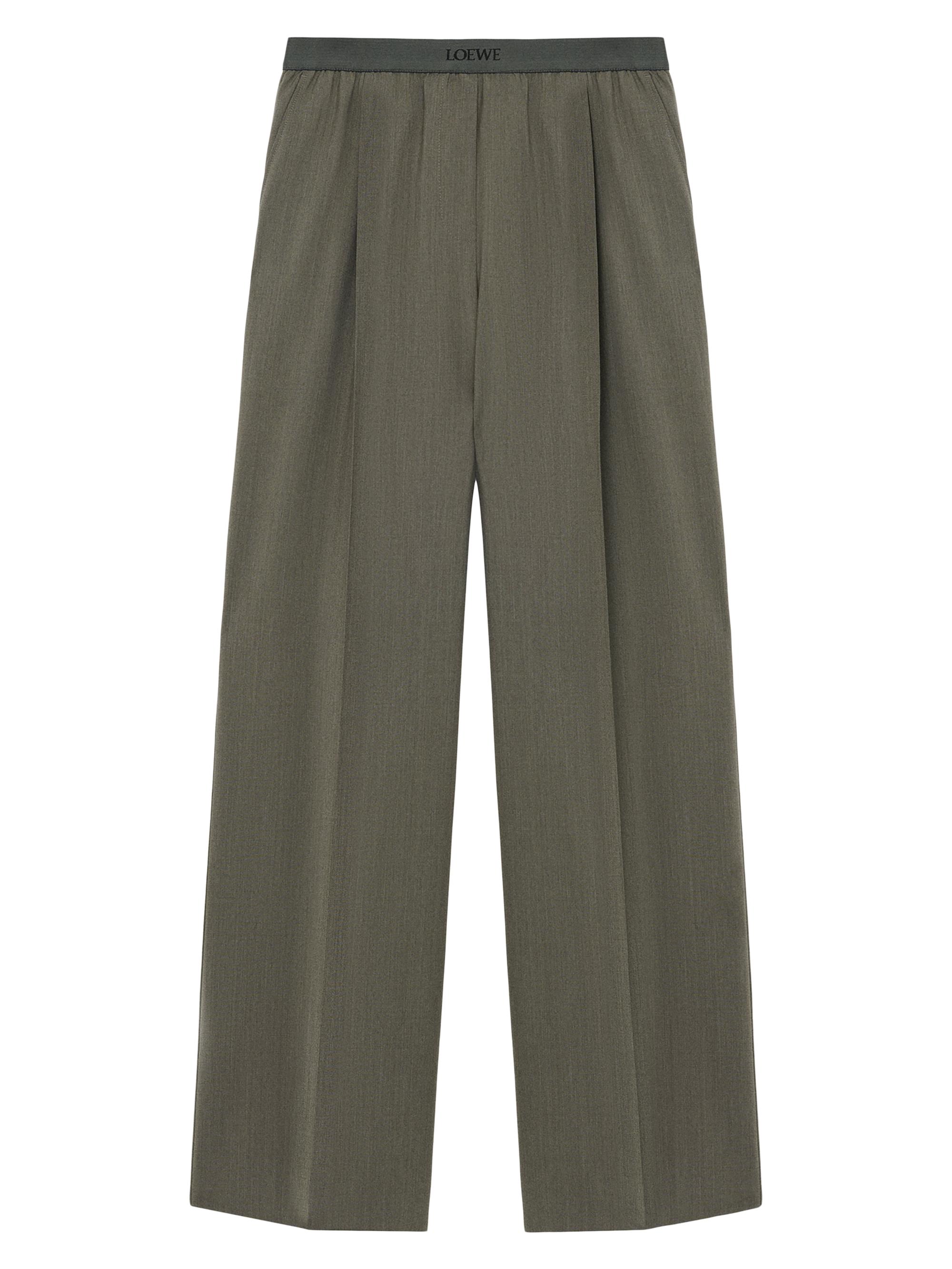 LOEWE Women's Creased-Front Wool-Blend Trousers - Khaki Green