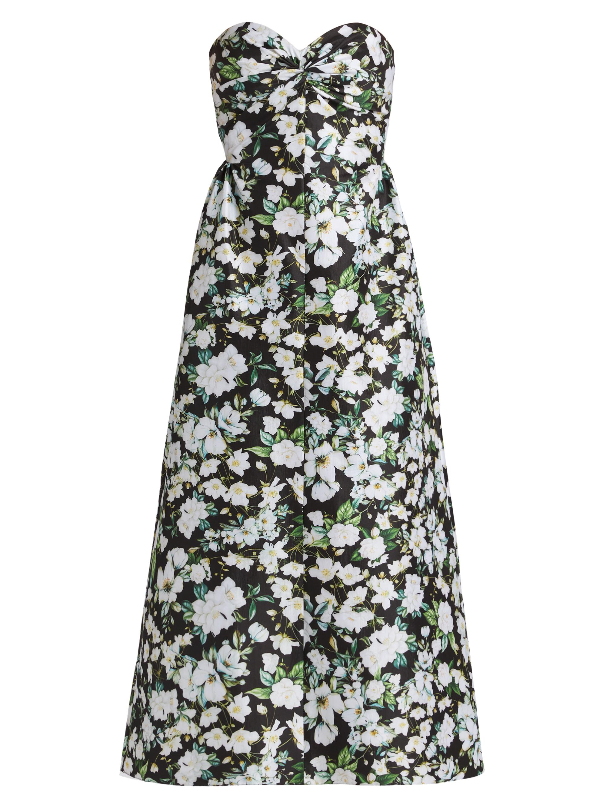 Kika Vargas Women's Rose Floral Taffeta Midi-Dress - Black