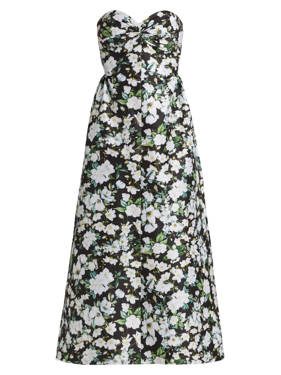 Kika Vargas Women's Rose Floral Taffeta Midi-dress In Black