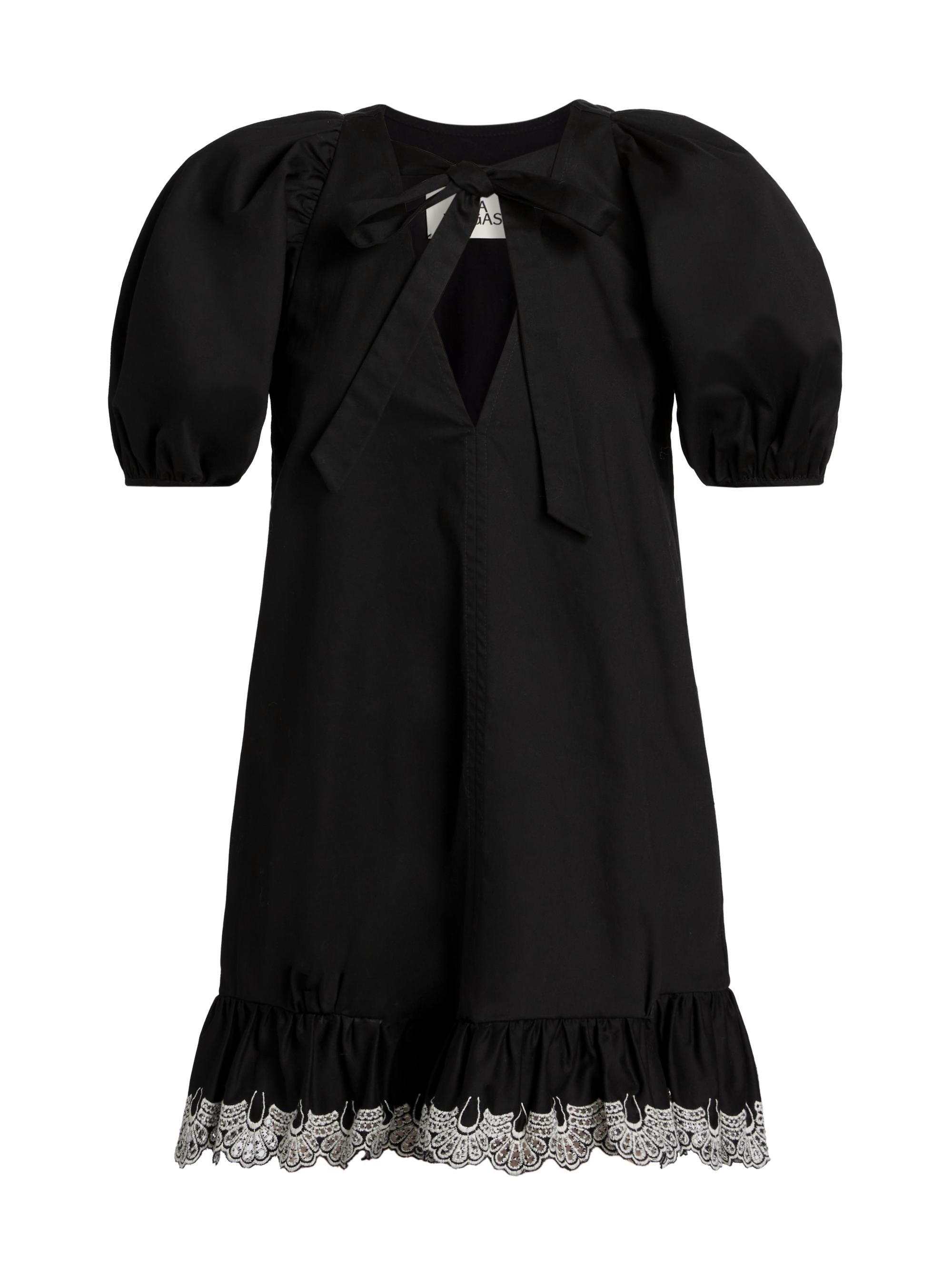 Kika Vargas Women's Kimberly Lace-Trim Stretch-Cotton Minidress - Black