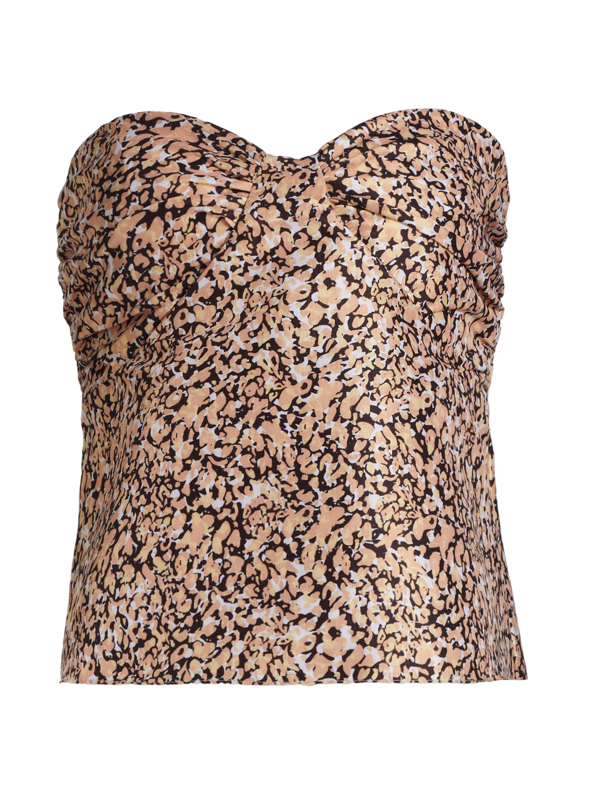 Kika Vargas Women's Beatrice Leopard Taffeta Strapless Top - Camel