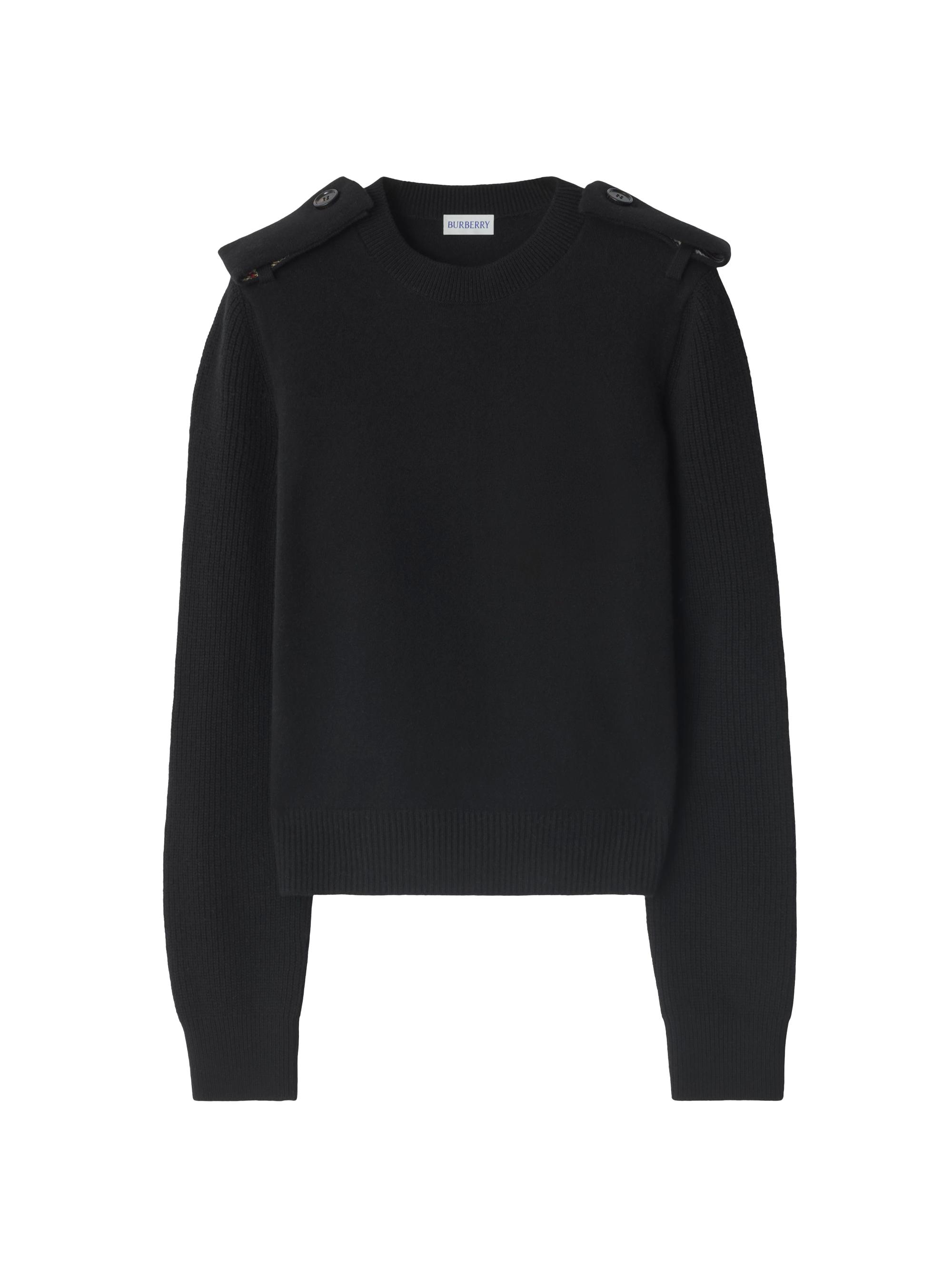 Burberry Check Epaulette Wool & Cashmere-Blend Sweater | Saks