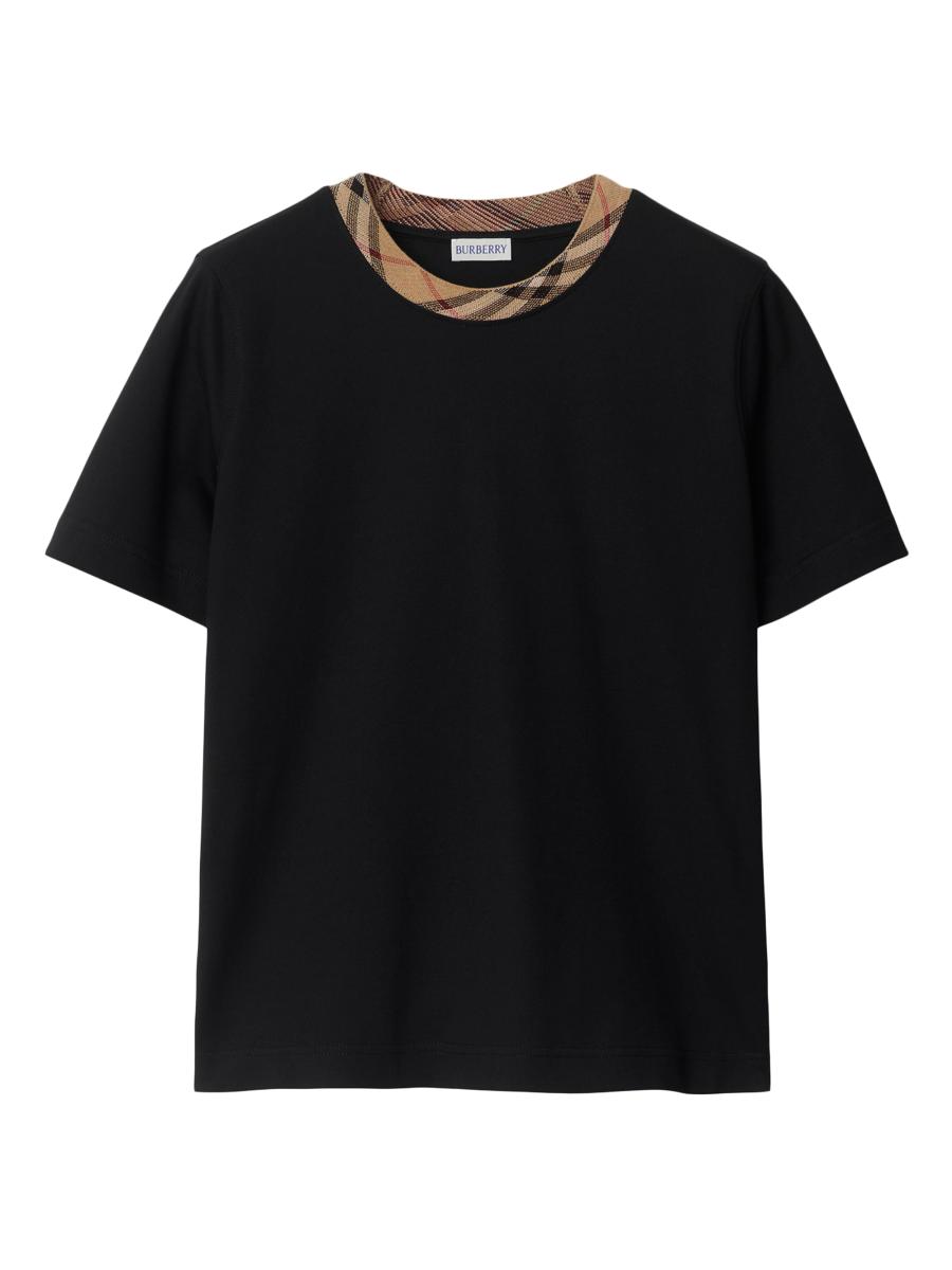 Burberry Check-Trimmed Cotton T-Shirt | Saks Fifth Avenue