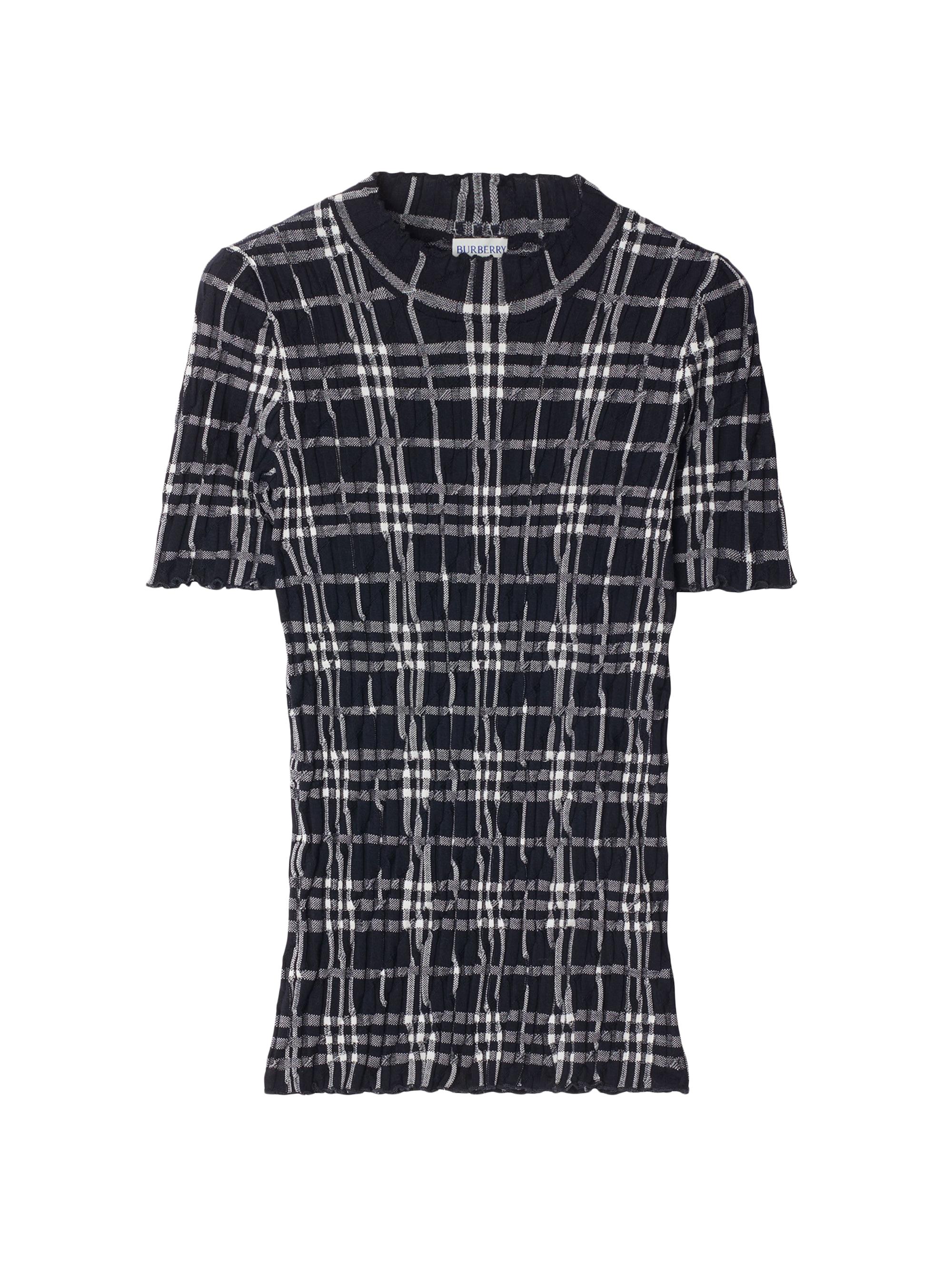 Burberry Women's Check Wool-Blend Top - Ink Chalk