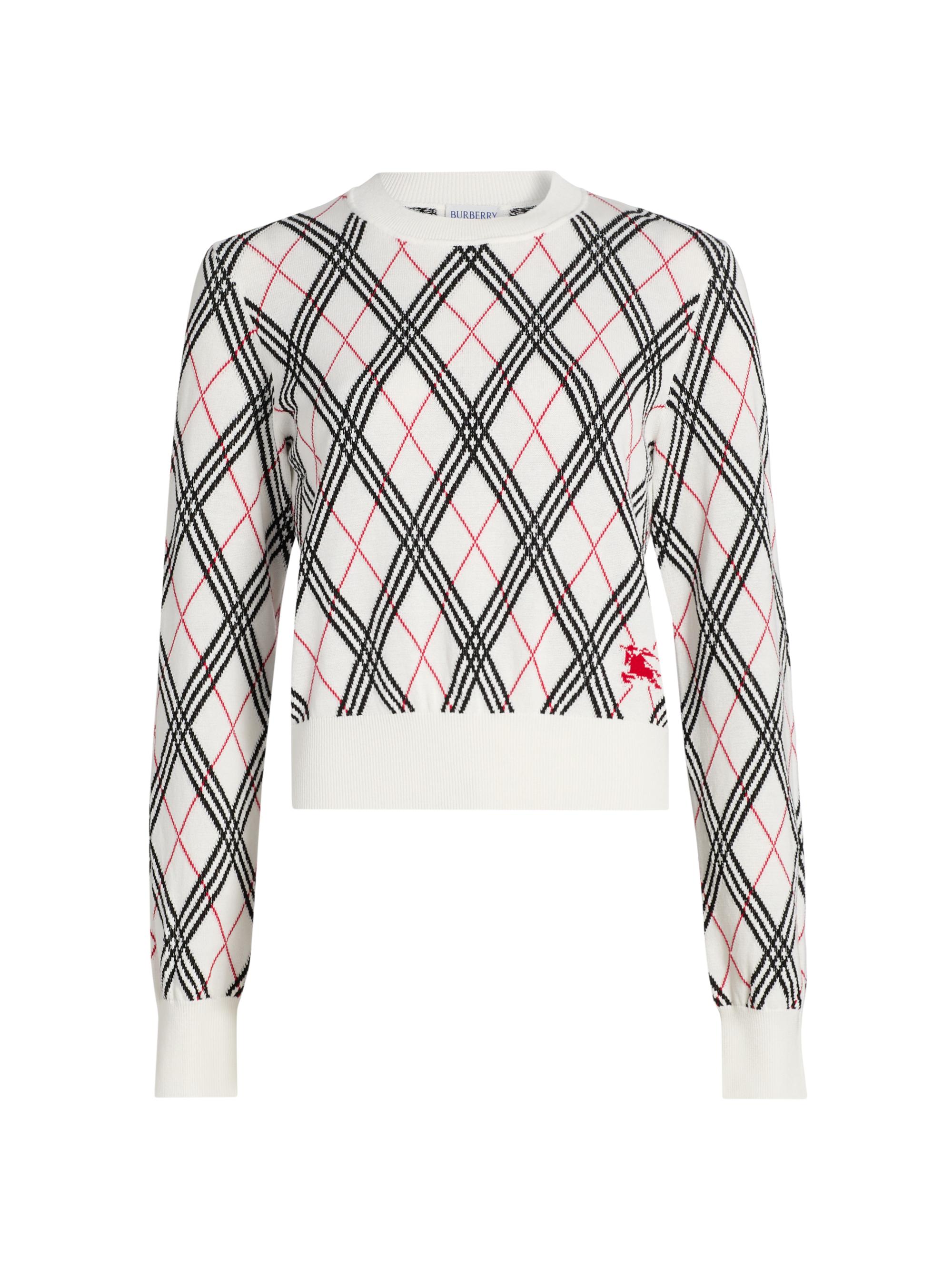 Burberry Women's Argyle Cotton Sweater - Chalk Argyle Check