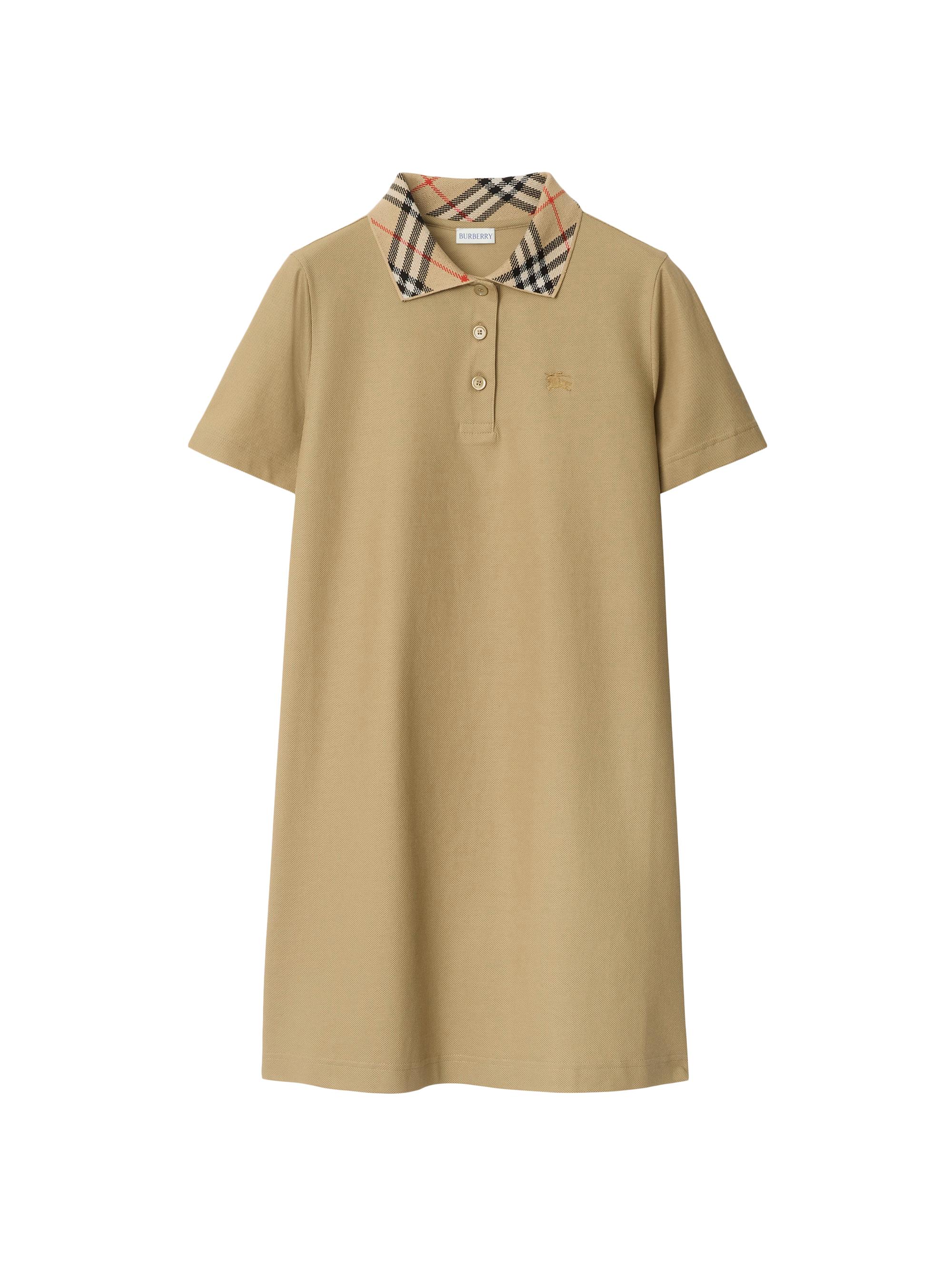 Burberry Women's Check Cotton Polo Mini Shirtdress - Flax