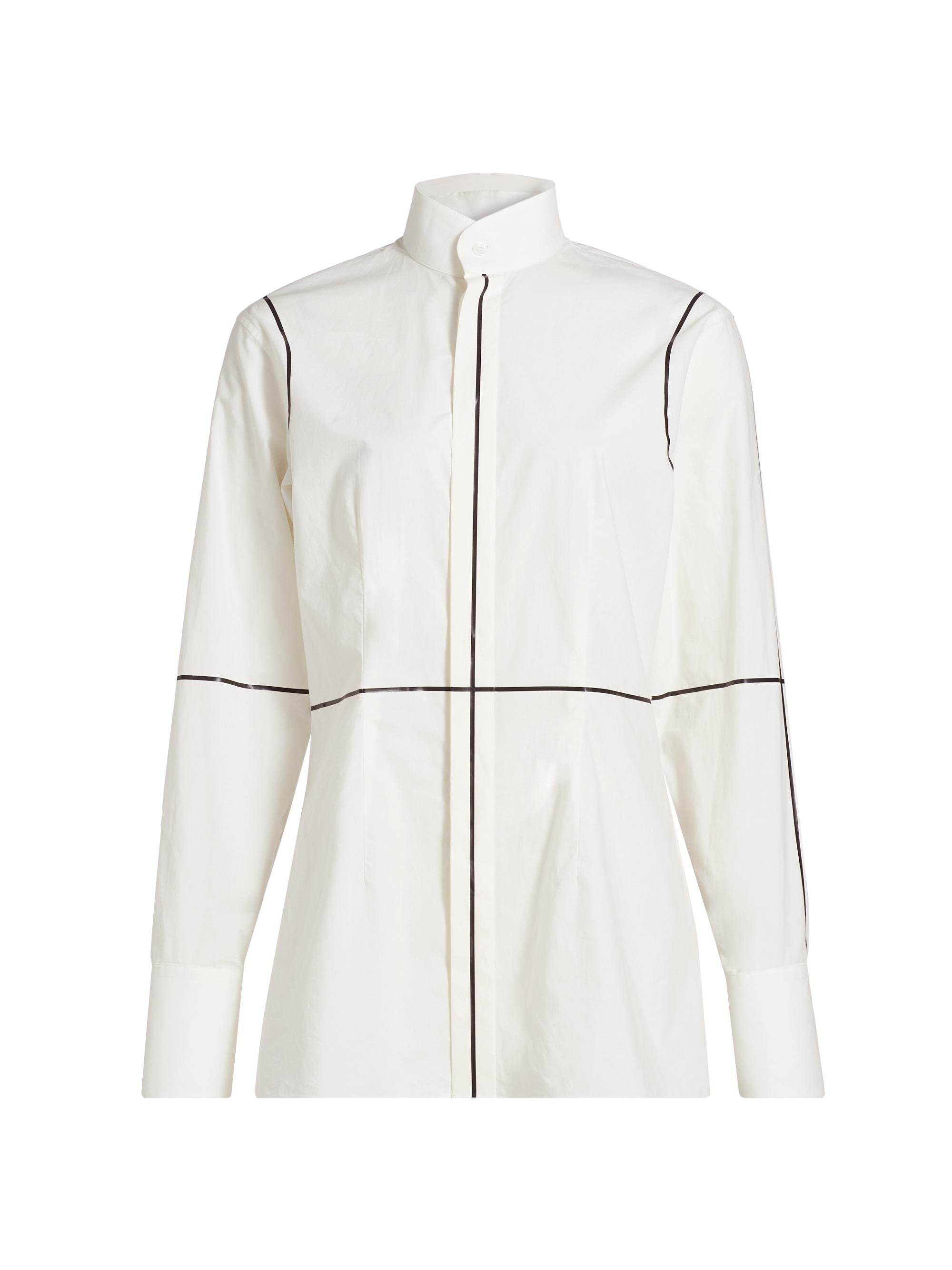 MM6 Maison Margiela Women's Contrast Piped Cotton Poplin Shirt - Off White