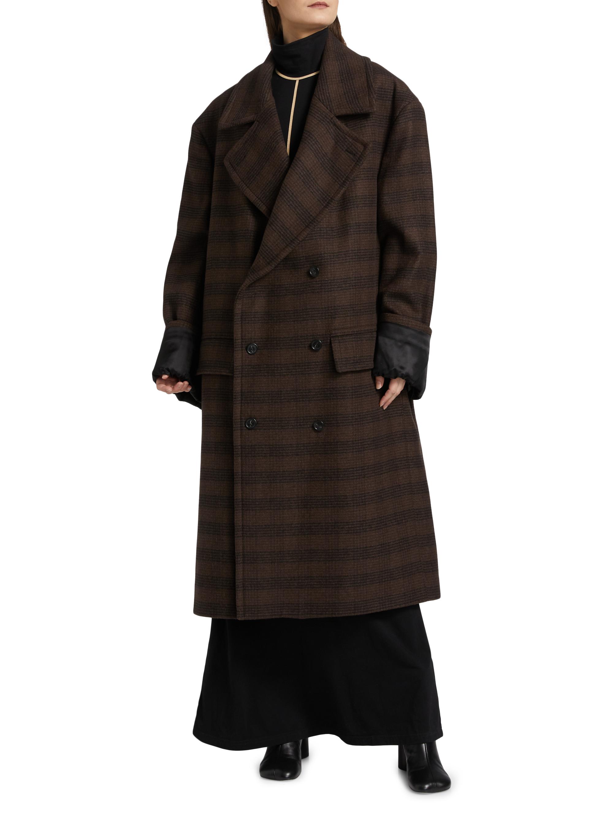 MM6 Maison Margiela Check Wool-Blend Oversized Coat | Saks Fifth