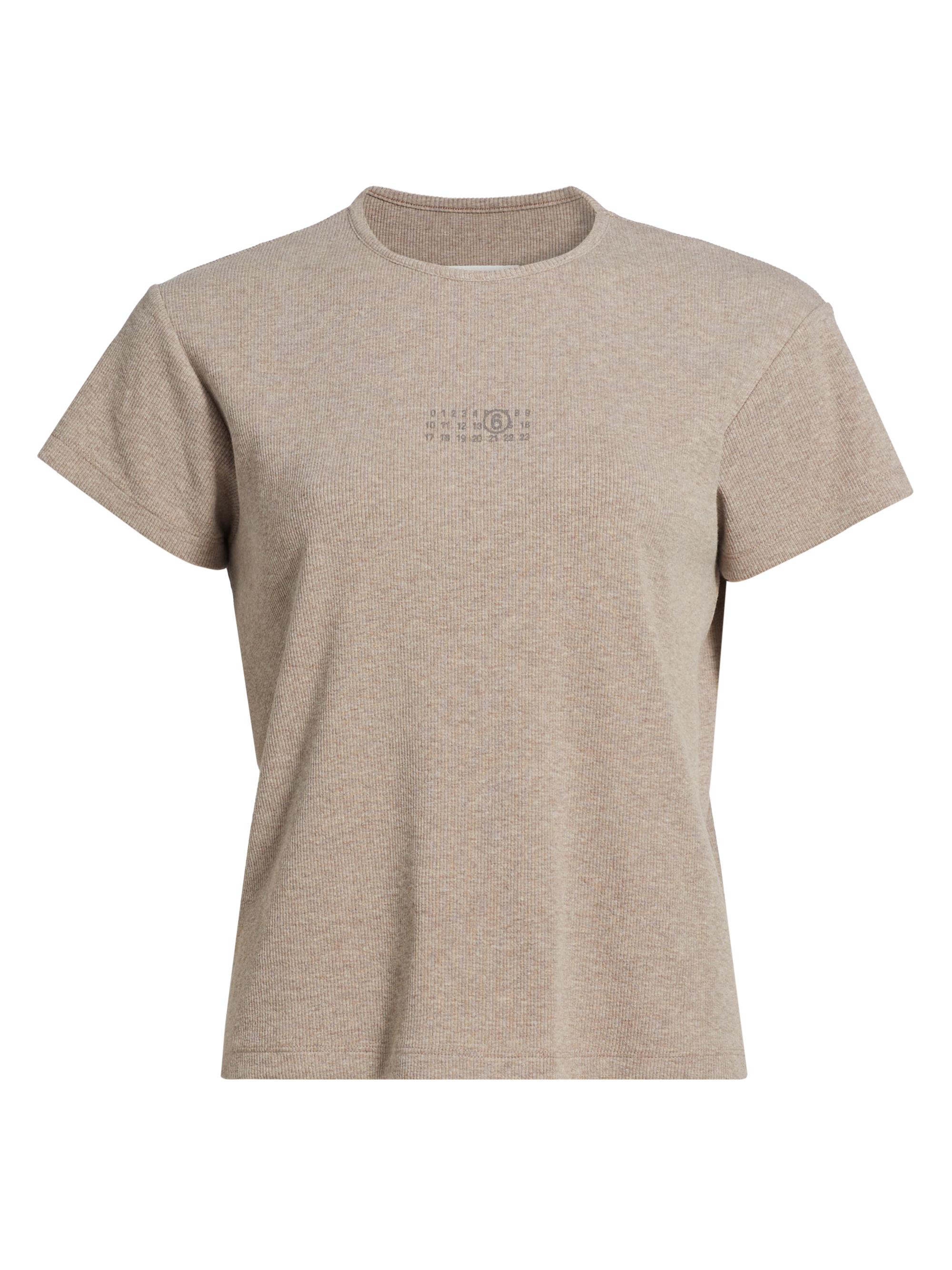 MM6 Maison Margiela Women's Stretch Cotton-Virgin Wool T-Shirt - Taupe