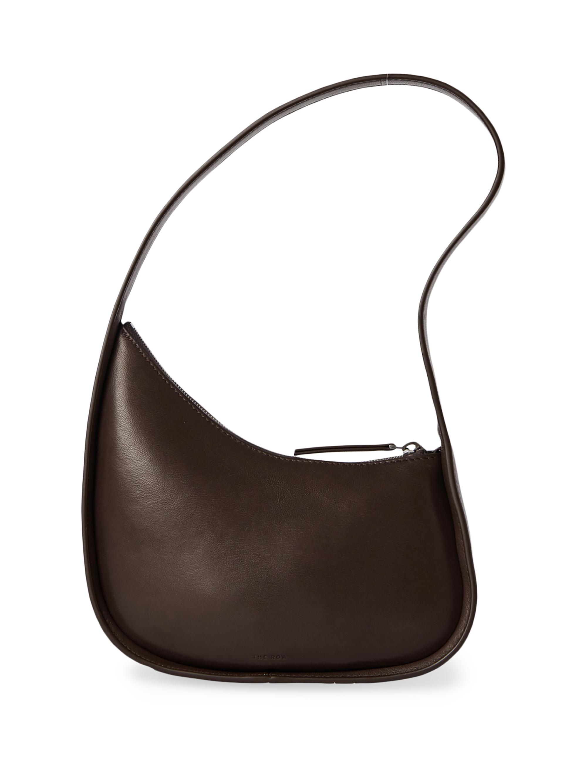 The Row Women's Half Moon Leather Shoulder Bag - Brown Melange