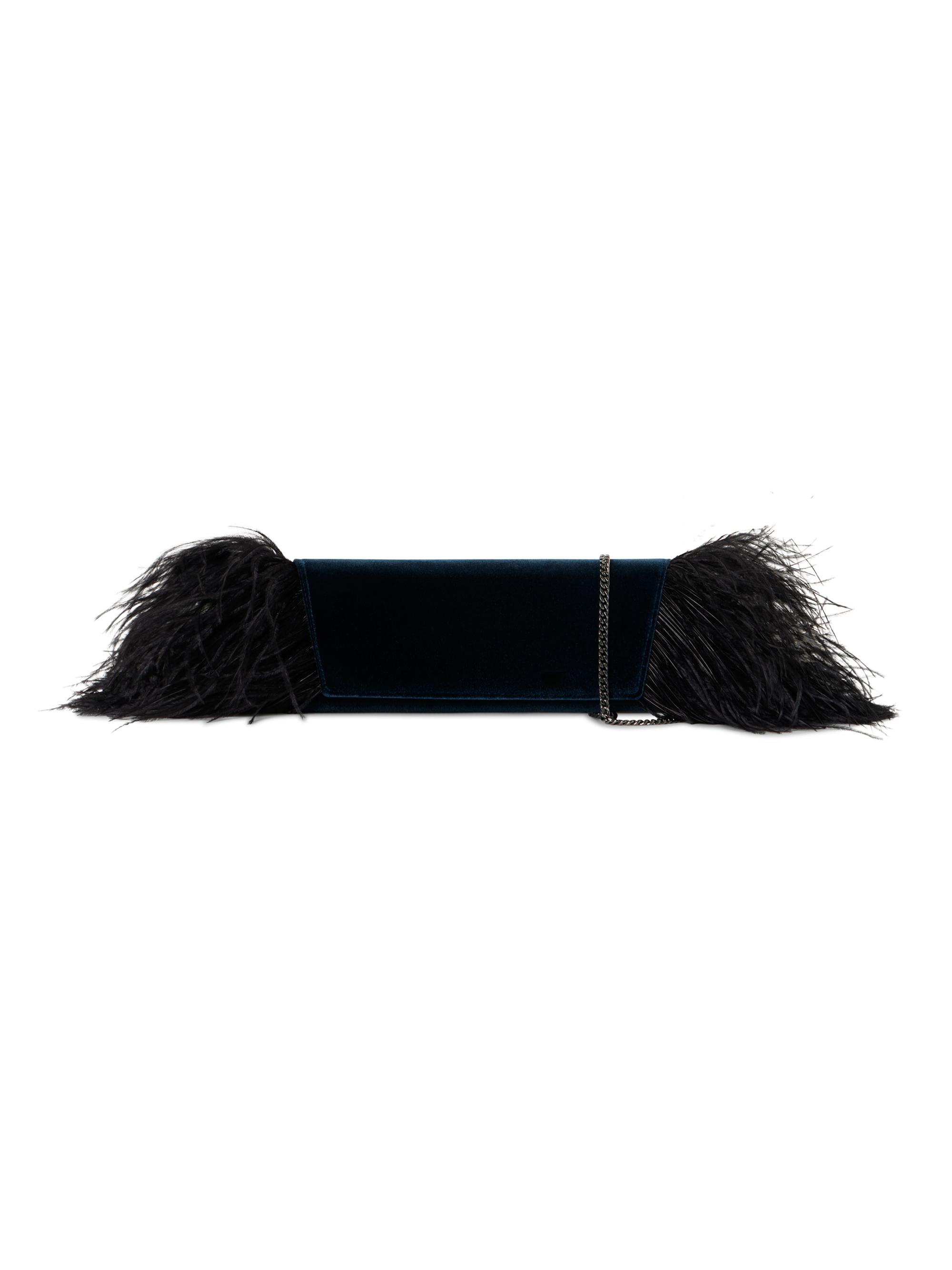 Akris Women's Anouk Feather-Trimmed Velvet Clutch - Denim